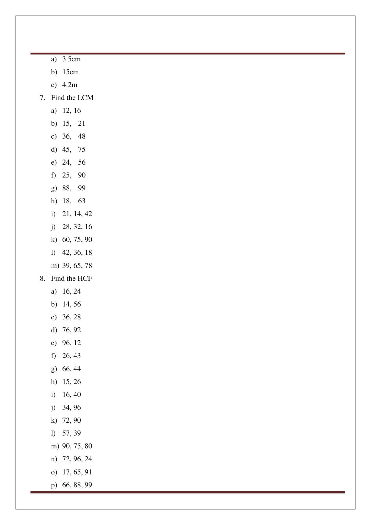 Worksheet for Class 5 Maths Assignment 33 - Page 18