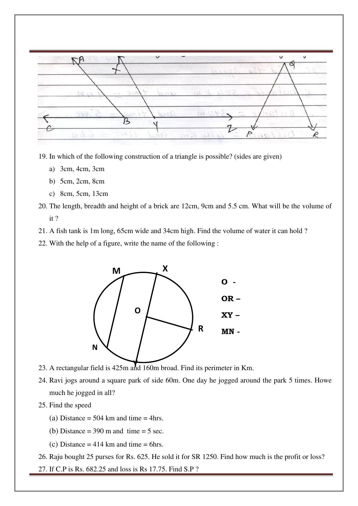 Worksheet for Class 5 Maths Assignment 33 - Page 20