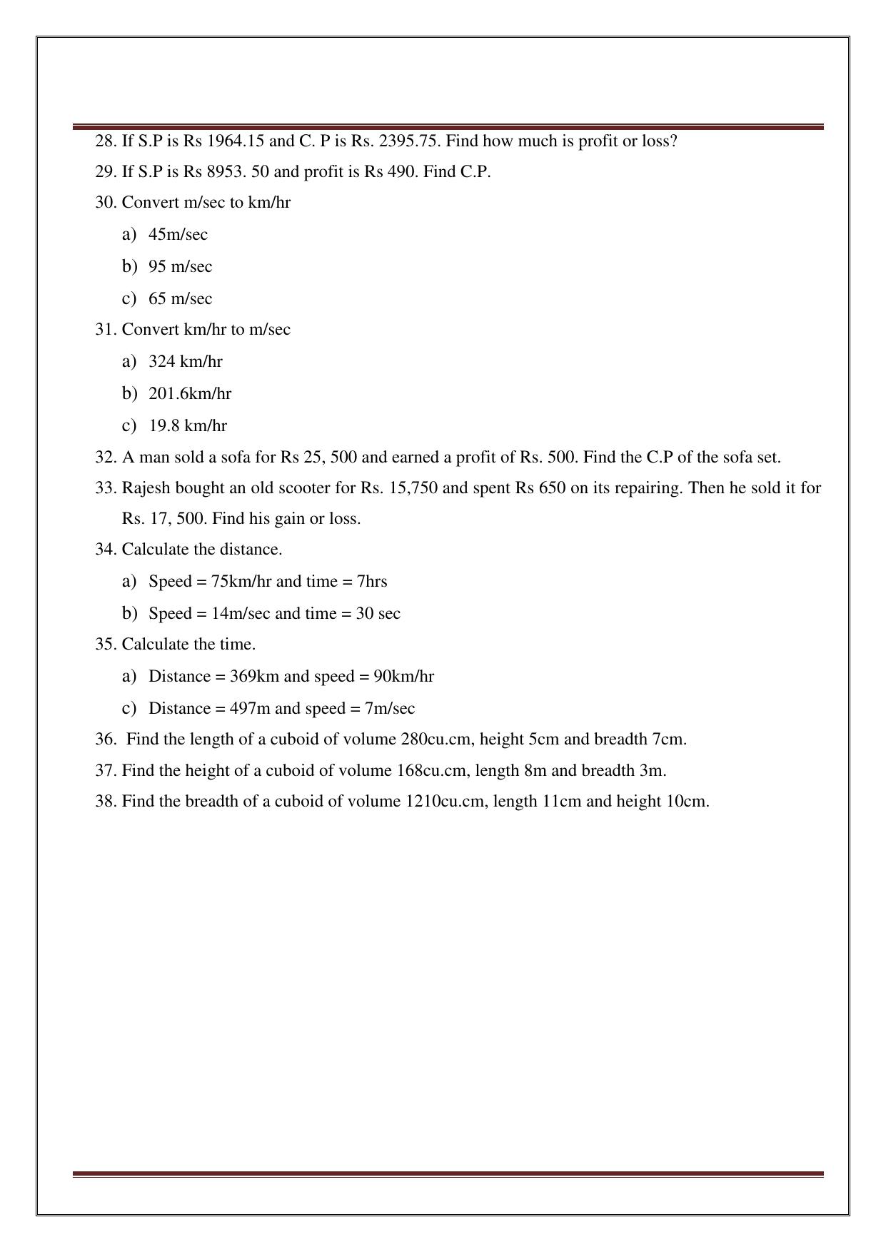 Worksheet for Class 5 Maths Assignment 33 - Page 21