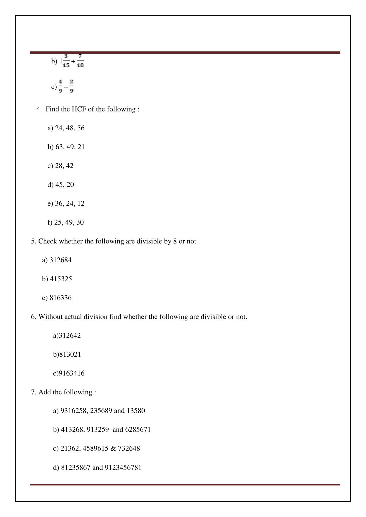 Worksheet for Class 5 Maths Assignment 33 - Page 28