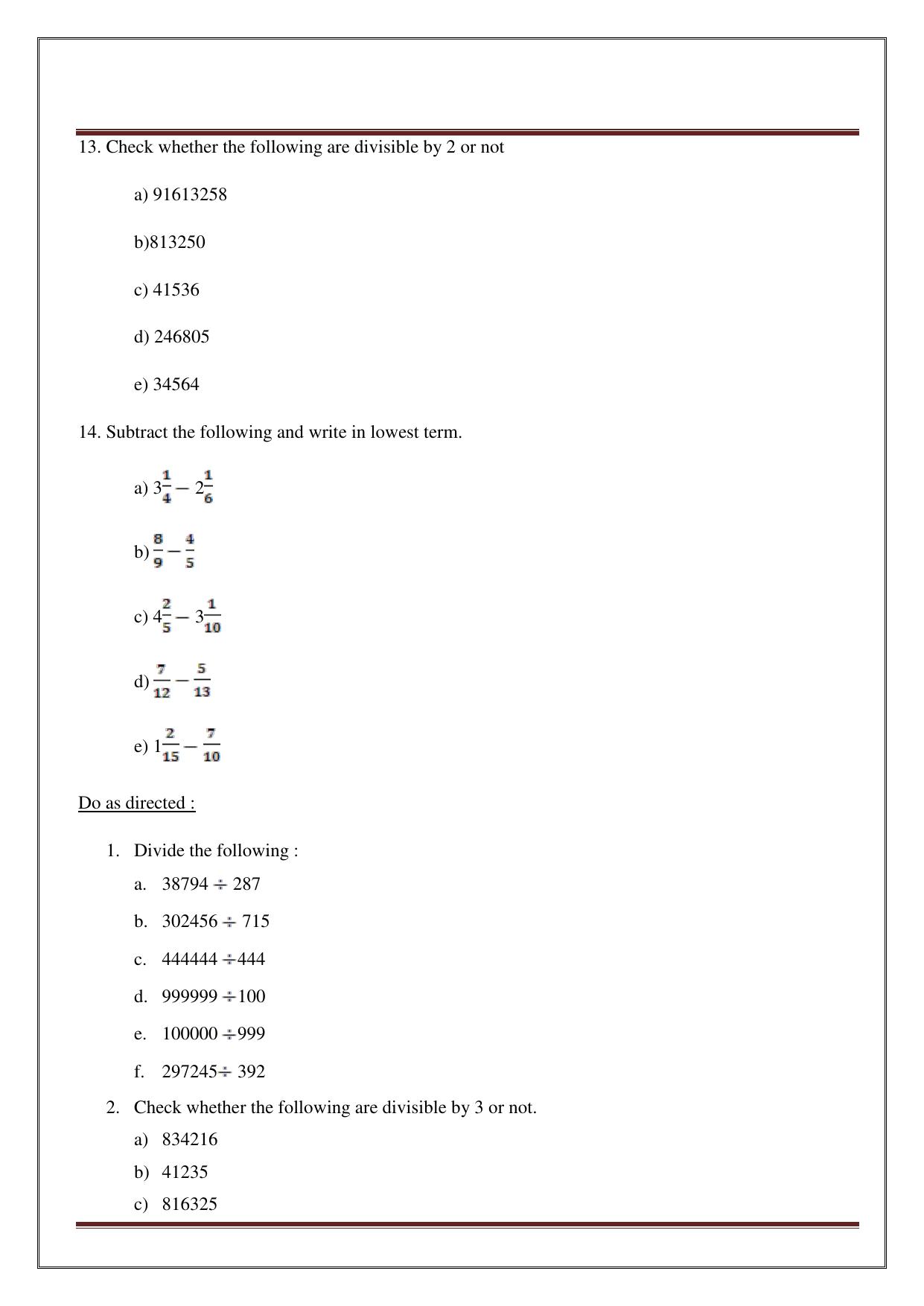 Worksheet for Class 5 Maths Assignment 33 - Page 30