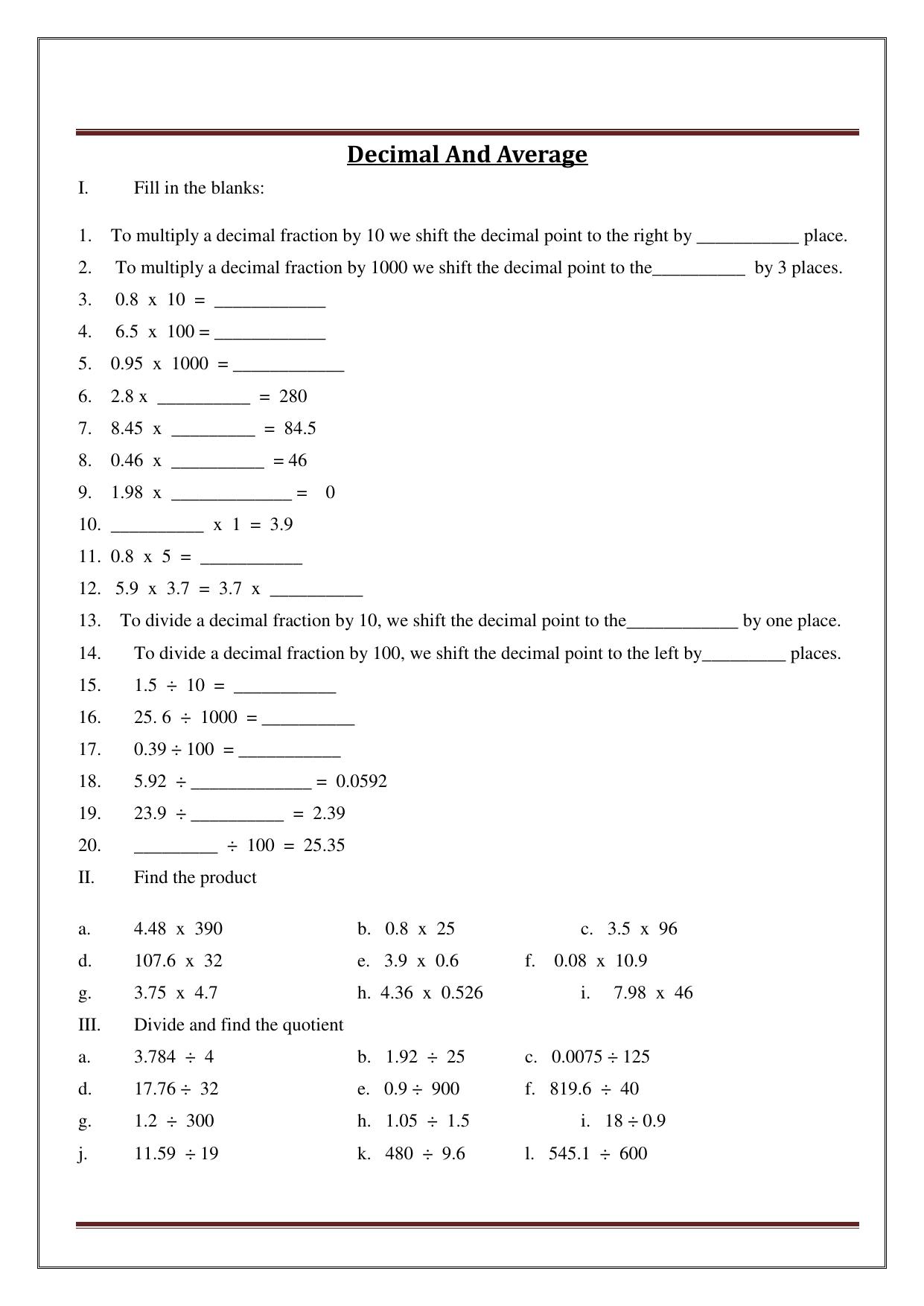Worksheet for Class 5 Maths Assignment 33 - Page 36