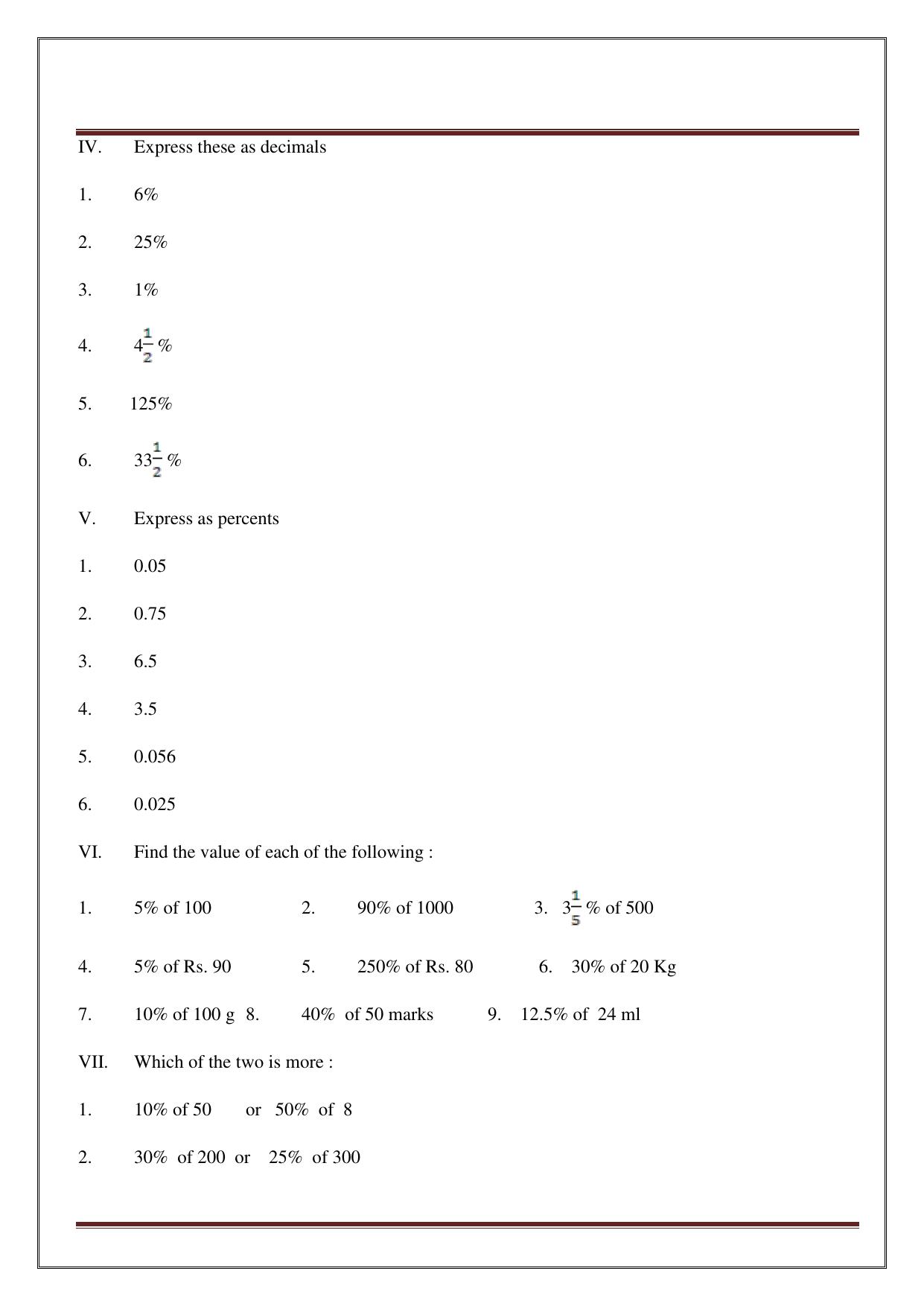 Worksheet for Class 5 Maths Assignment 33 - Page 39