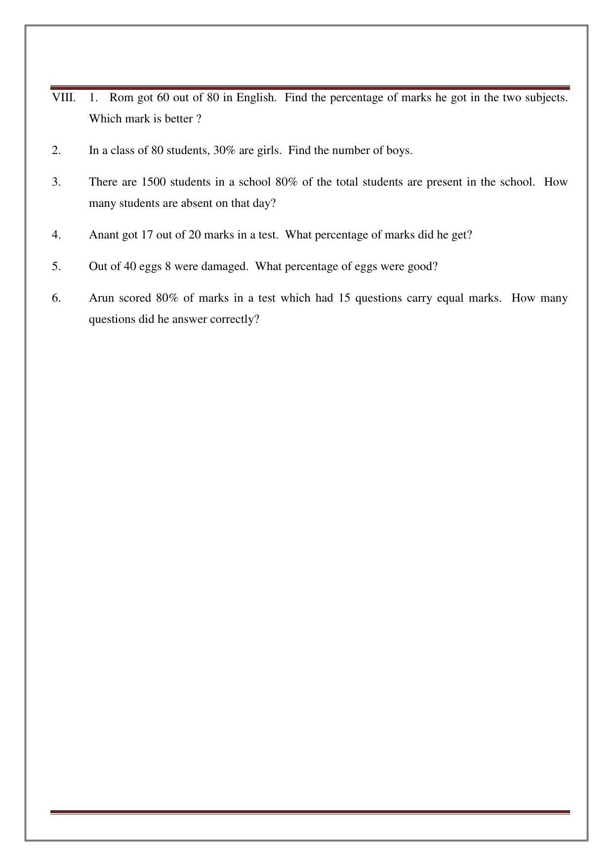 Worksheet for Class 5 Maths Assignment 33 - Page 40