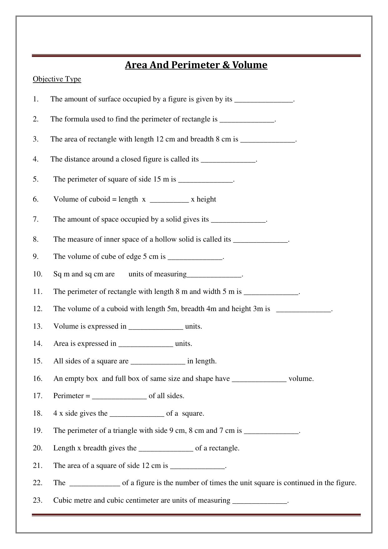 Worksheet for Class 5 Maths Assignment 33 - Page 43