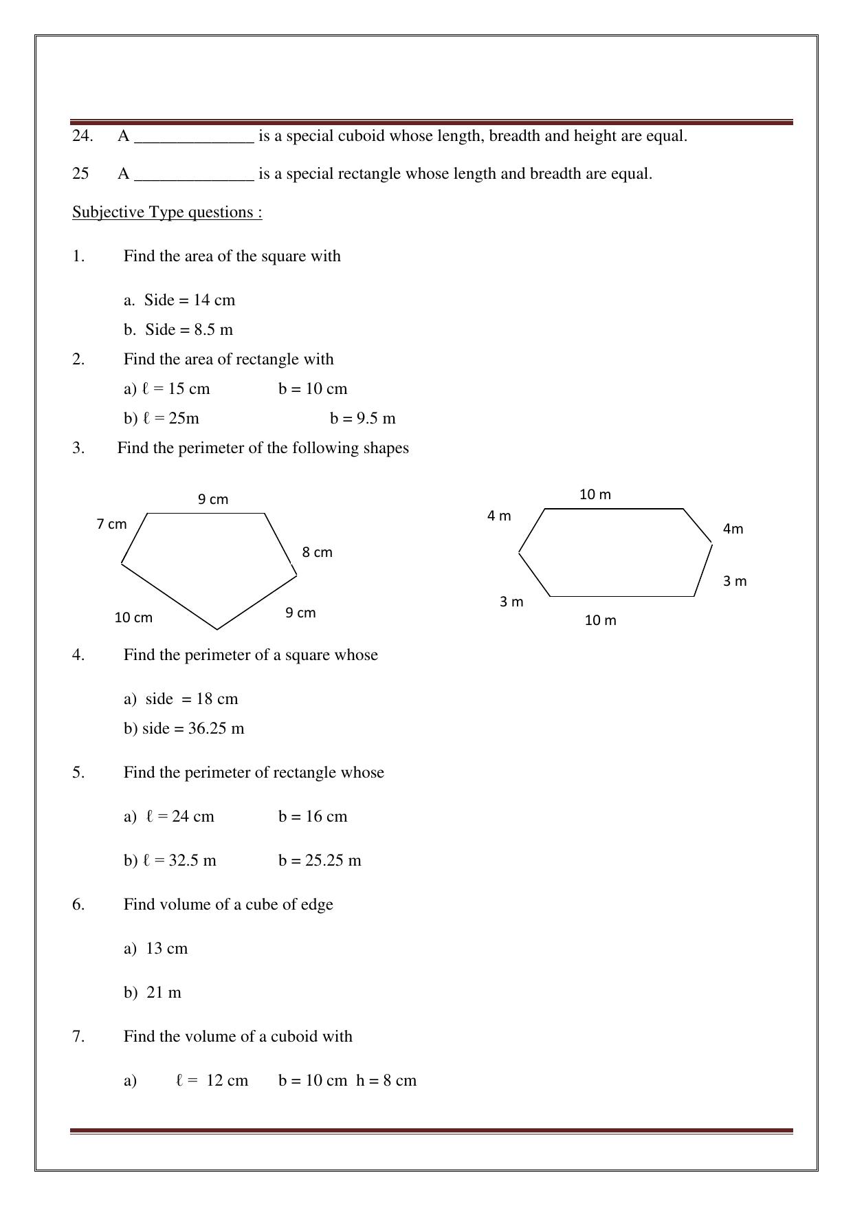 Worksheet for Class 5 Maths Assignment 33 - Page 44