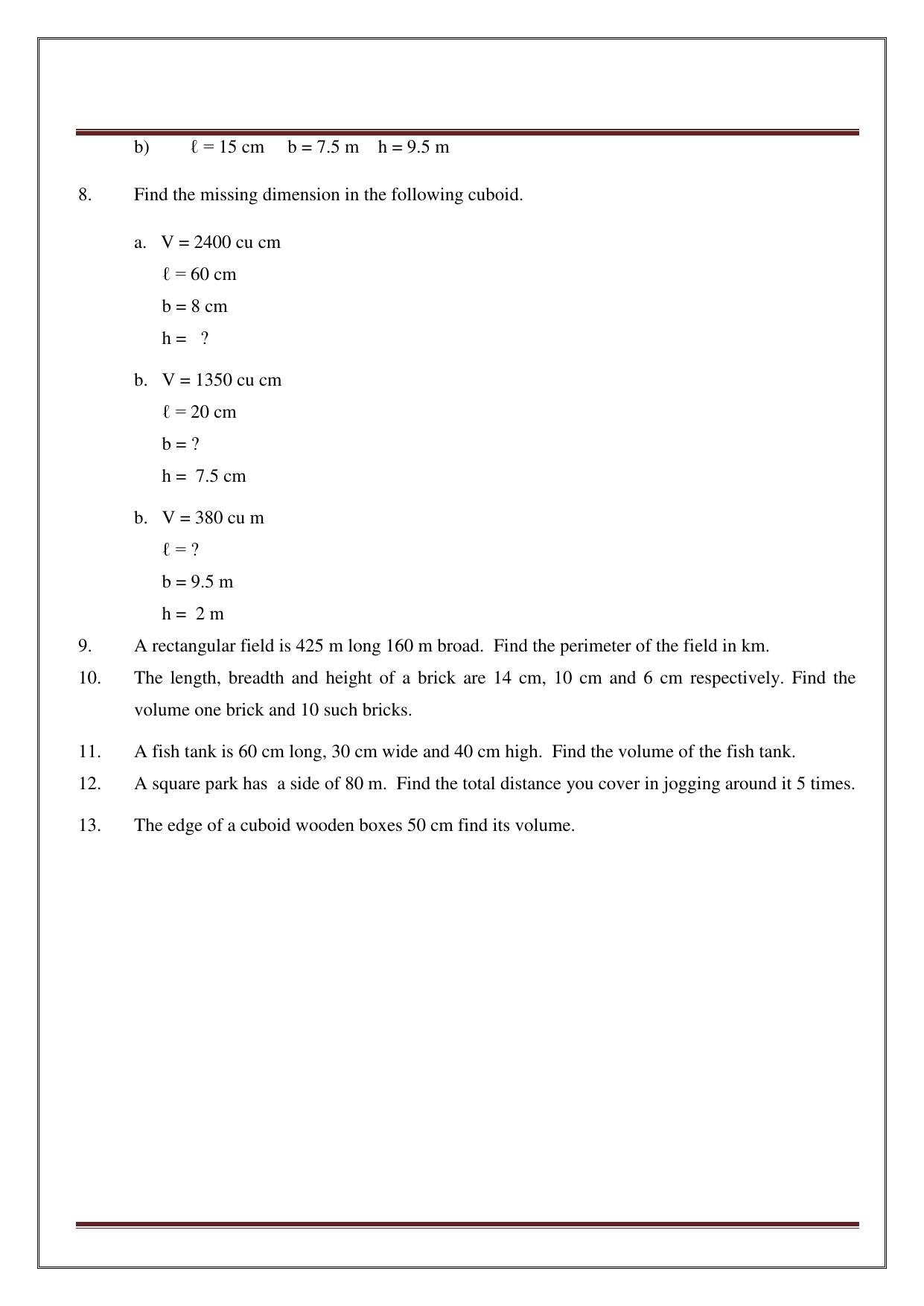 Worksheet for Class 5 Maths Assignment 33 - Page 45