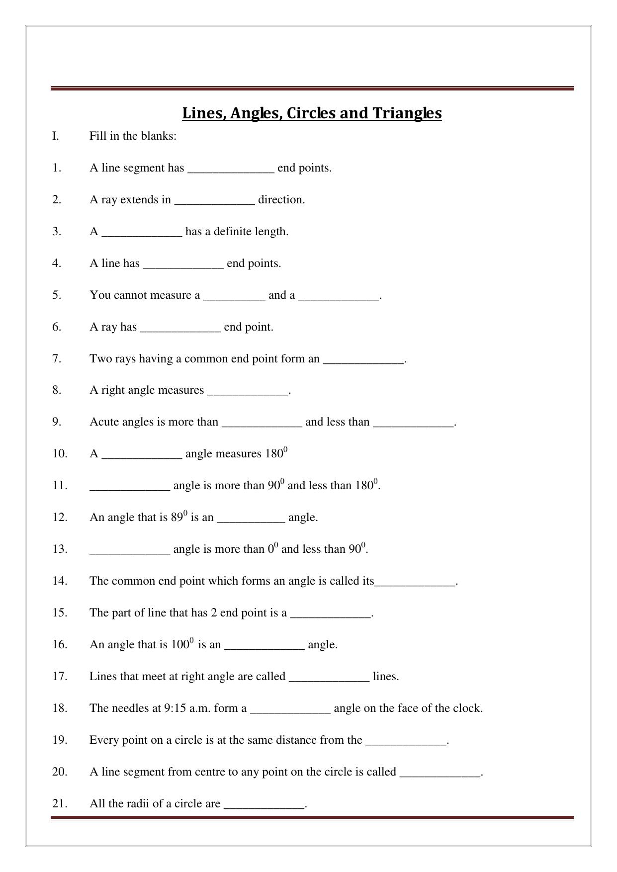 Worksheet for Class 5 Maths Assignment 33 - Page 46
