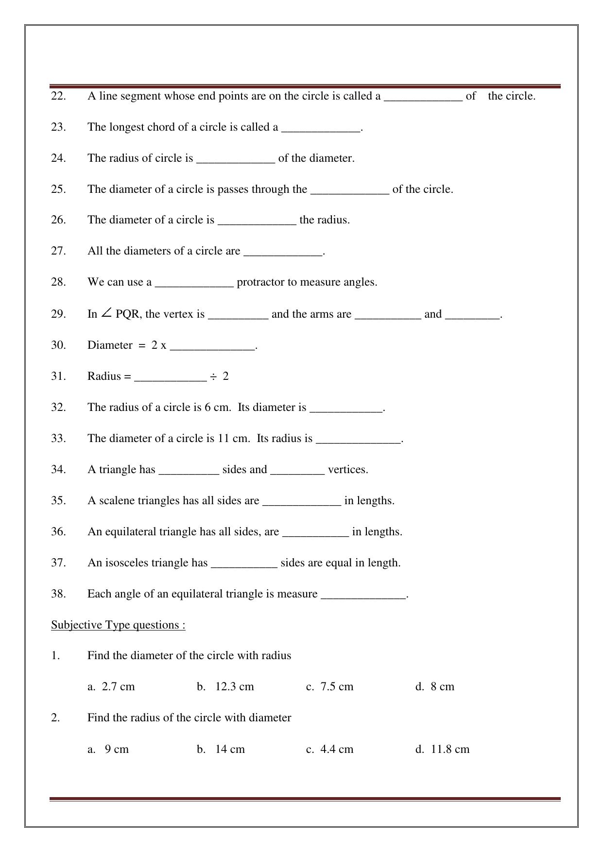 Worksheet for Class 5 Maths Assignment 33 - Page 47