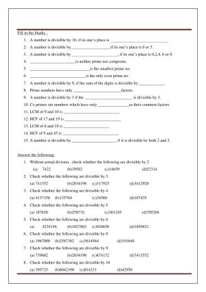 Worksheet for Class 5 Maths Assignment 33
