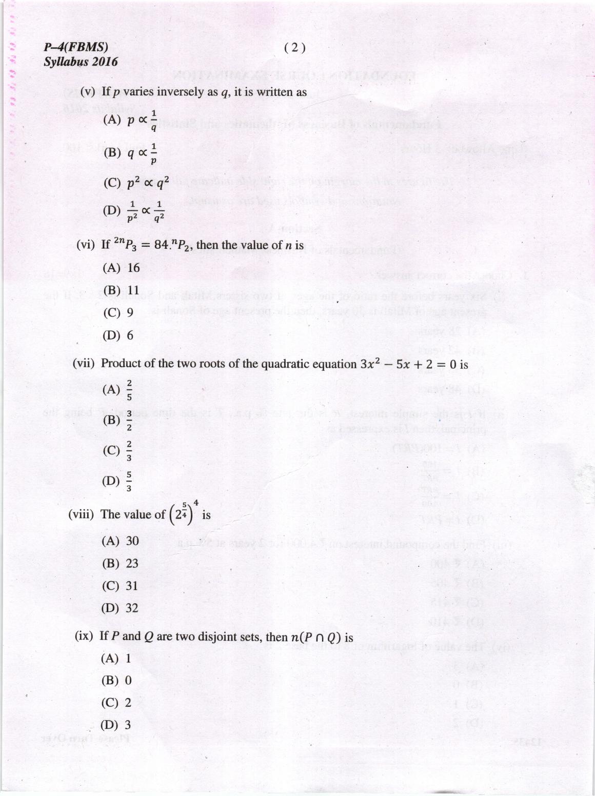 ICMAI June 2019 Fundamentals of Business Mathematics and Statistics Question Paper - Page 2