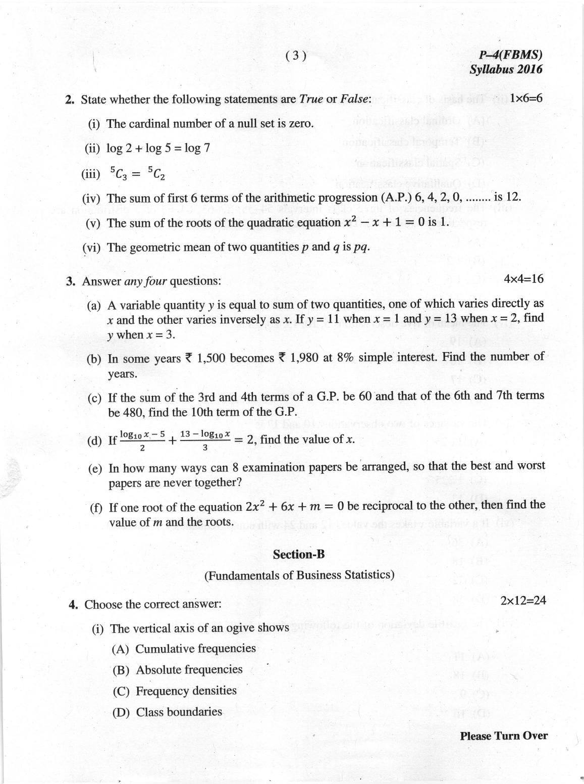 ICMAI June 2019 Fundamentals of Business Mathematics and Statistics Question Paper - Page 3