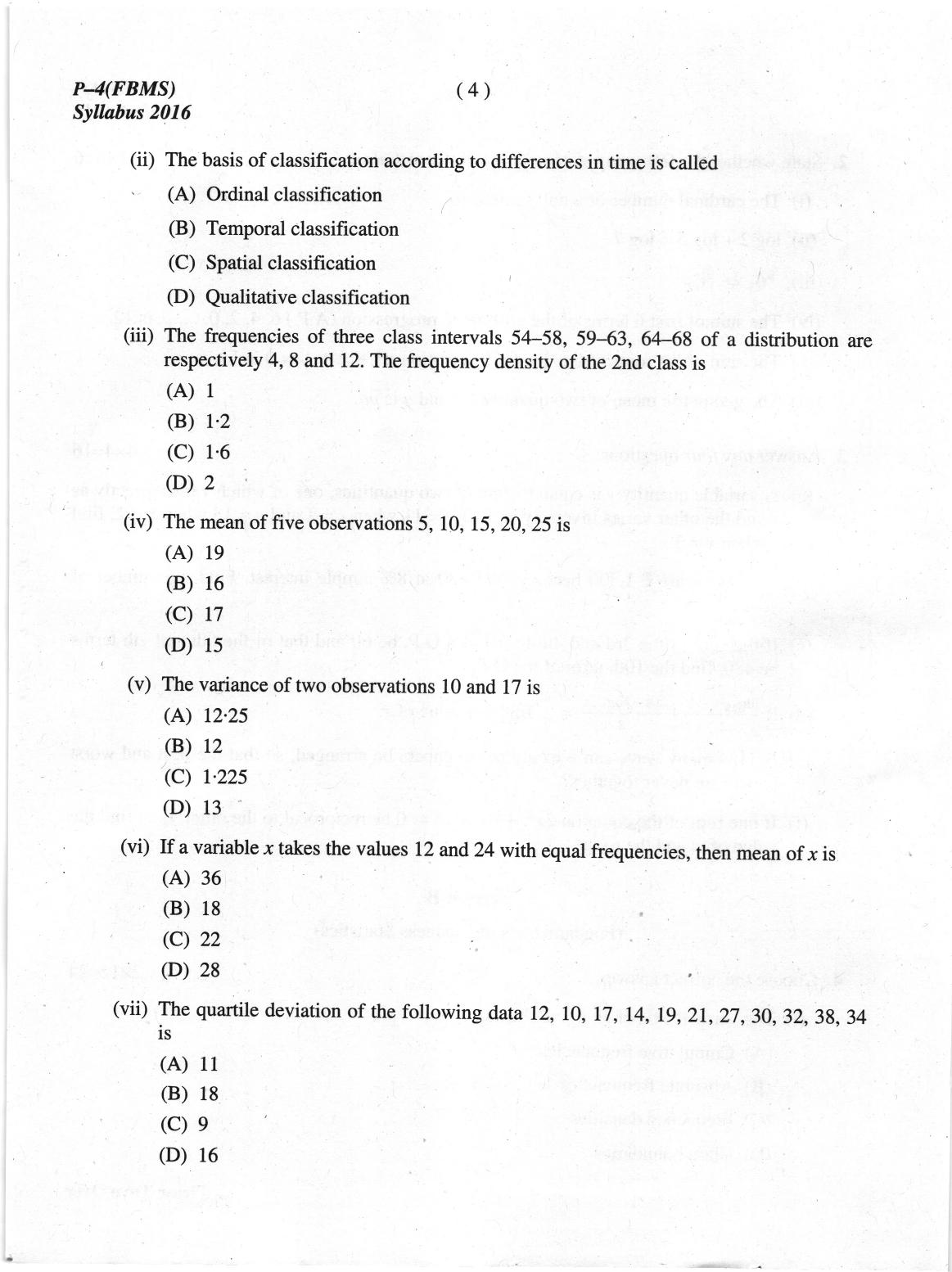 ICMAI June 2019 Fundamentals of Business Mathematics and Statistics Question Paper - Page 4