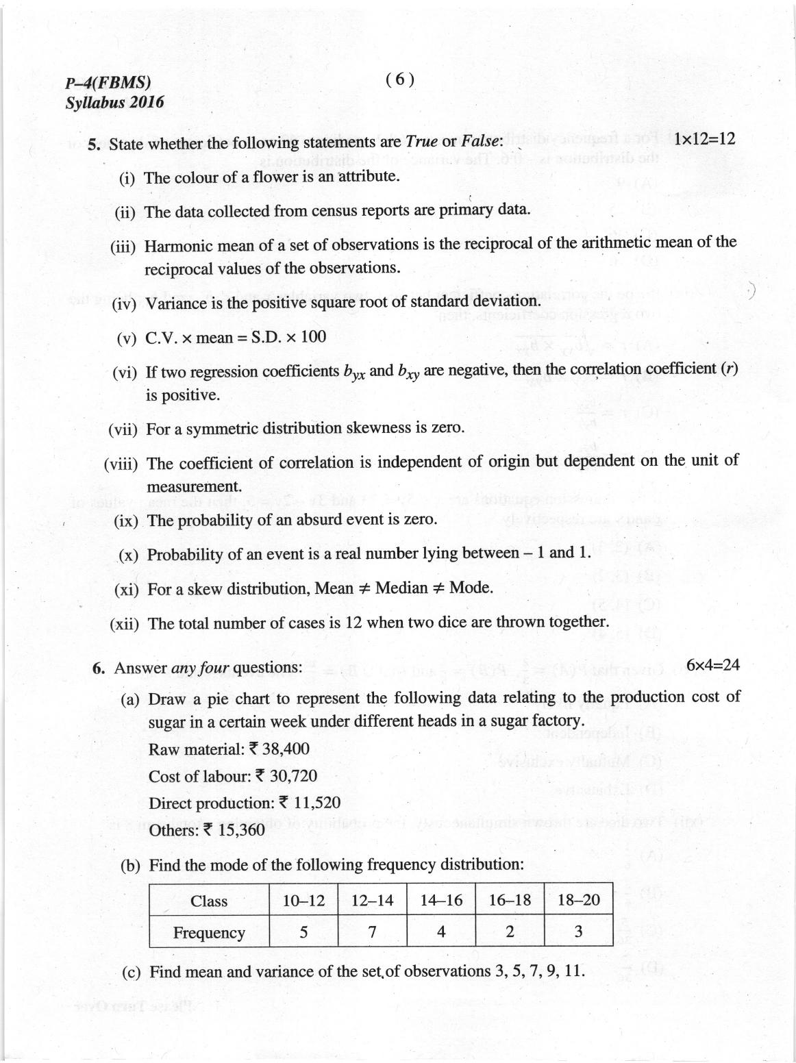 ICMAI June 2019 Fundamentals of Business Mathematics and Statistics Question Paper - Page 6