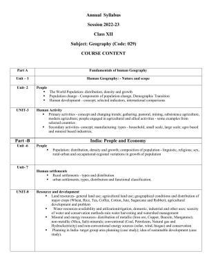Edudel Class 12 Geography Syllabus
