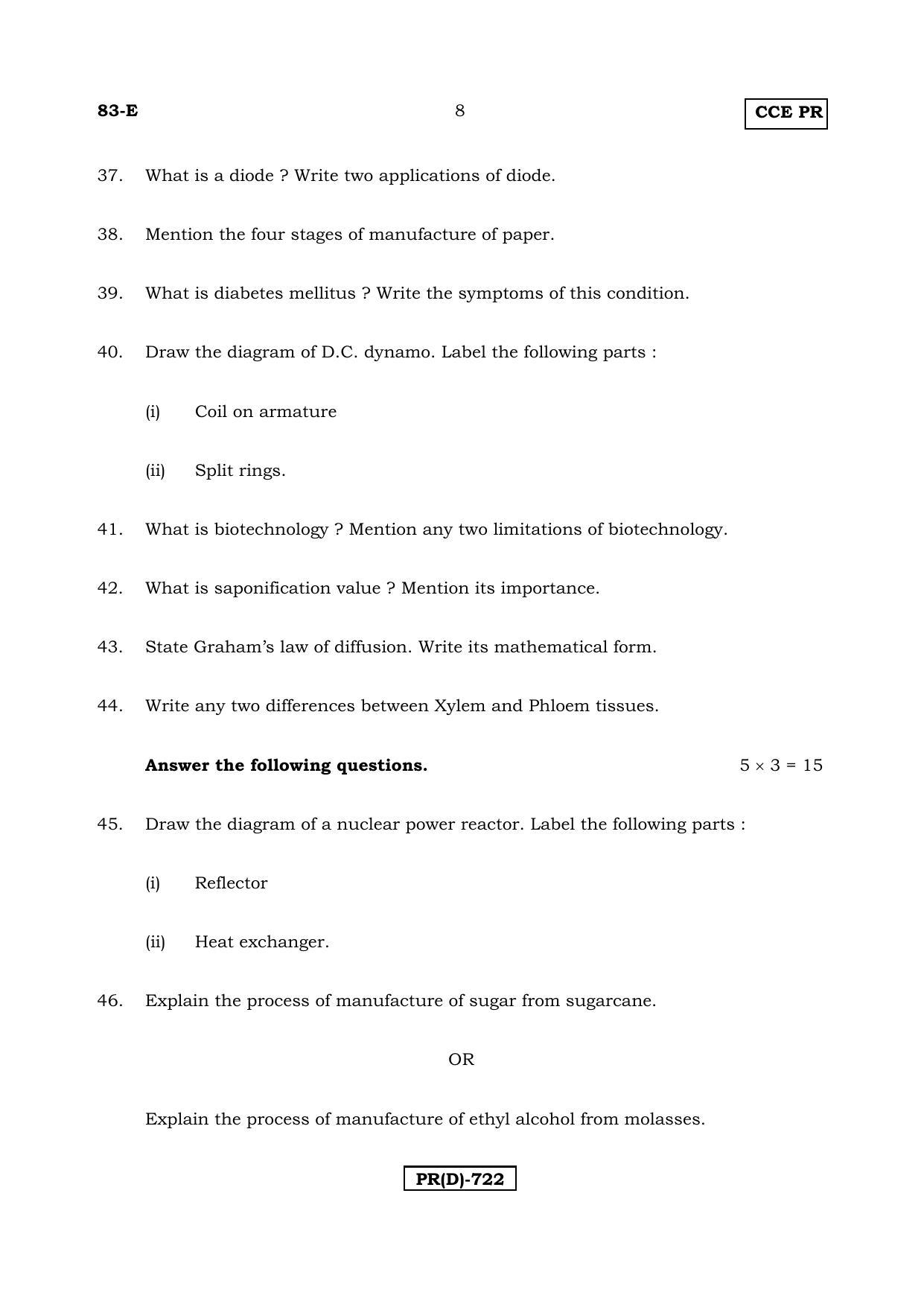 Karnataka SSLC Science (ENGLISH Medium) - 83E-D Version_e4 March/April 2019 Question Paper - Page 8