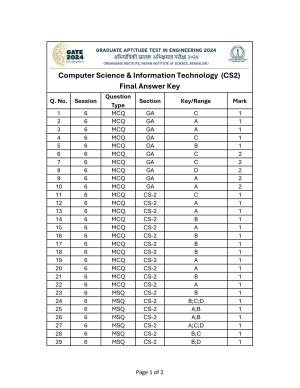 GATE 2024 Computer Science and Information Technology (CS-2) (Afternoon) Answer Key