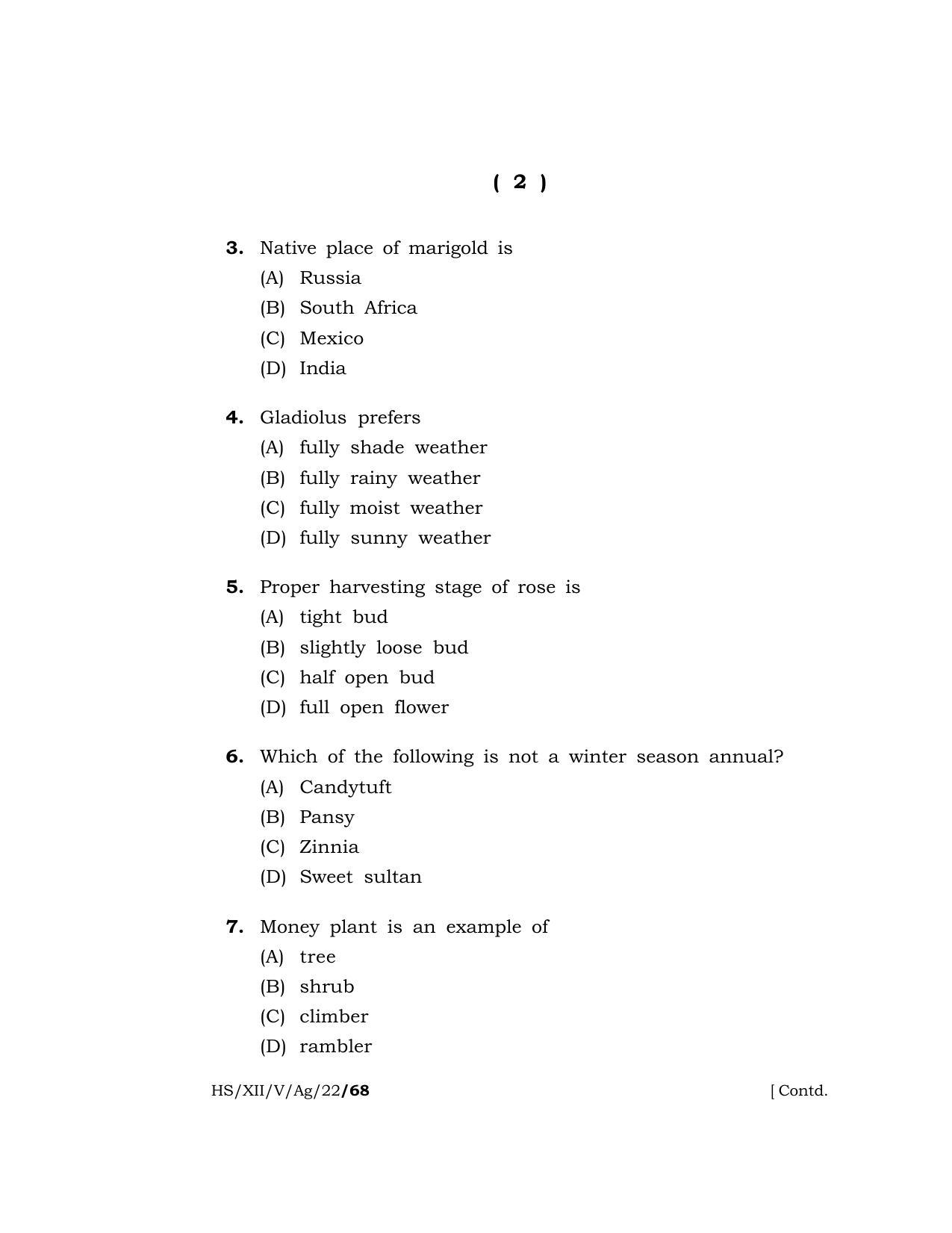 Meghalaya Board (MBOSE) Class 12 AGRICULTURE  (HS_XII_A. Sc. Com_Ag_22) 2022 Question Paper - Page 2