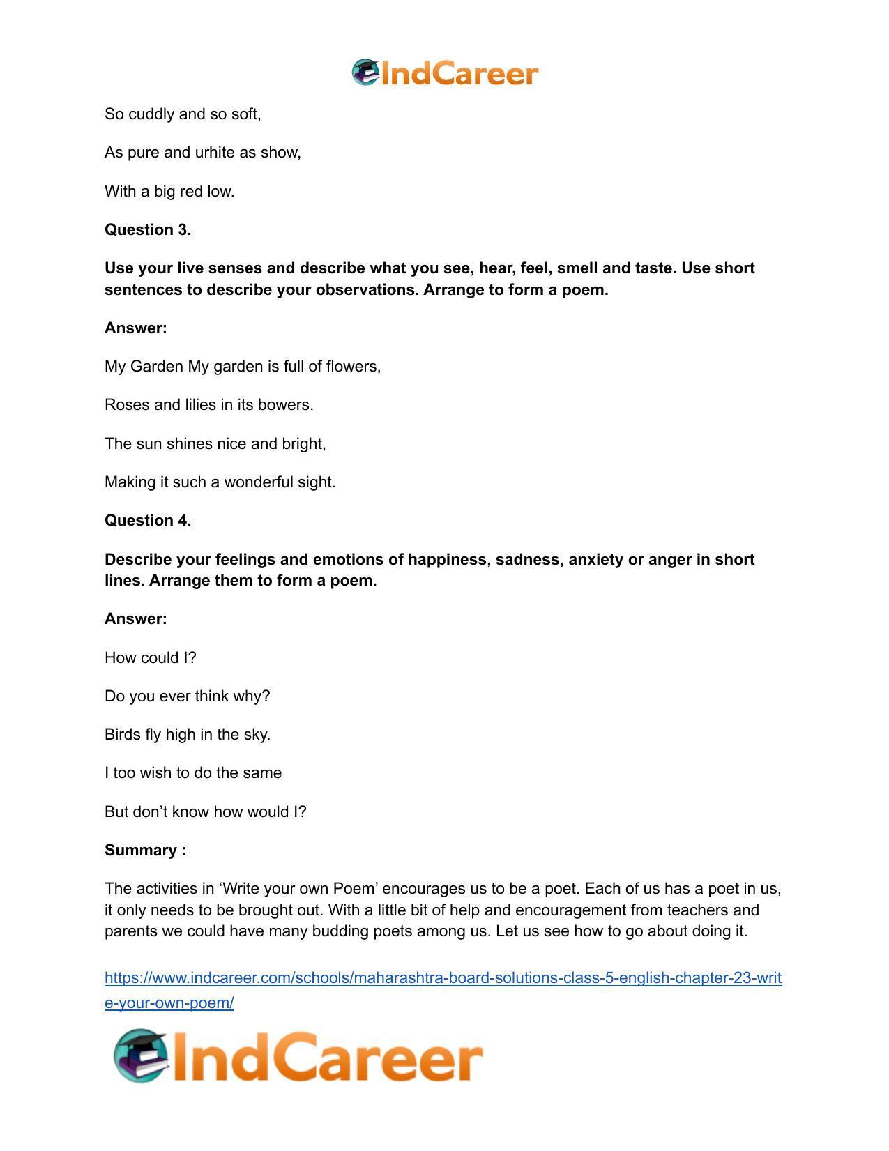 Maharashtra Board Solutions Class 5-English: Chapter 23- Write your own Poem - Page 3