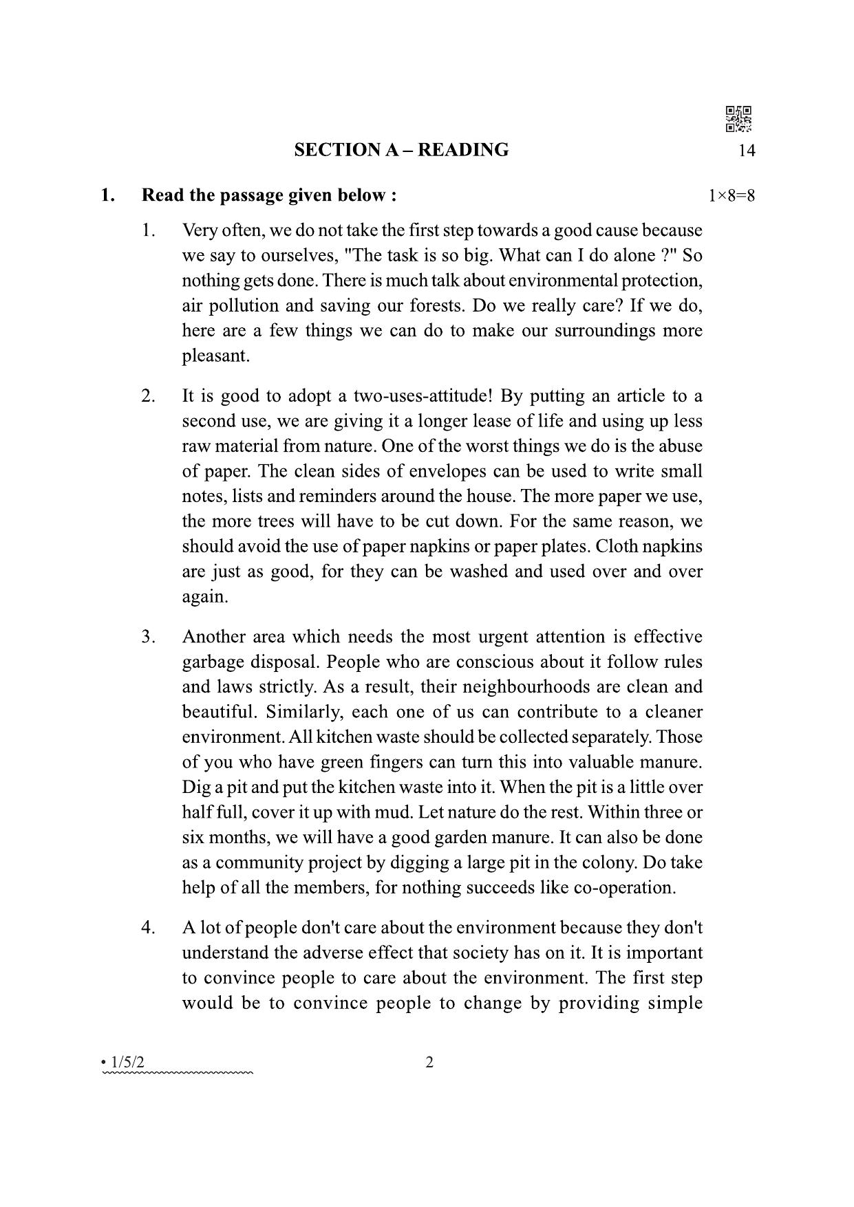 CBSE Class 12 1-5-2 English Core 2022 Question Paper - Page 2