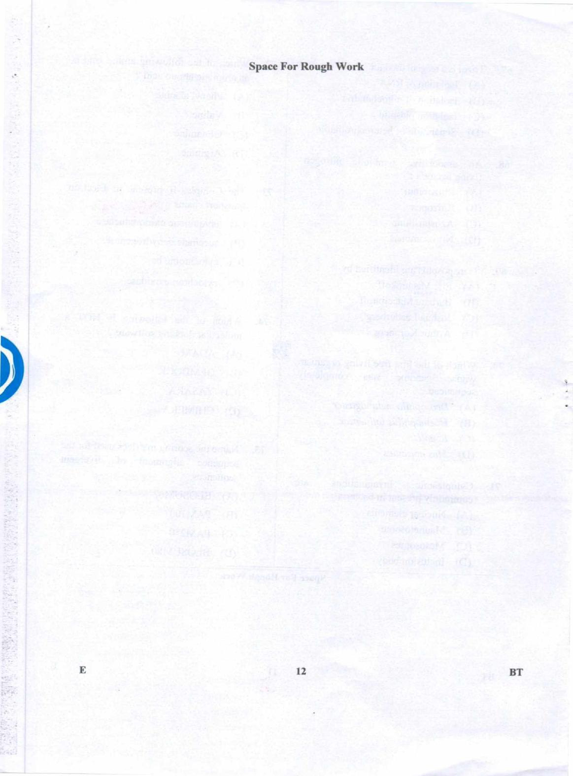 Karnataka PGCET 2019 Biotechnology Question Paper - Page 12