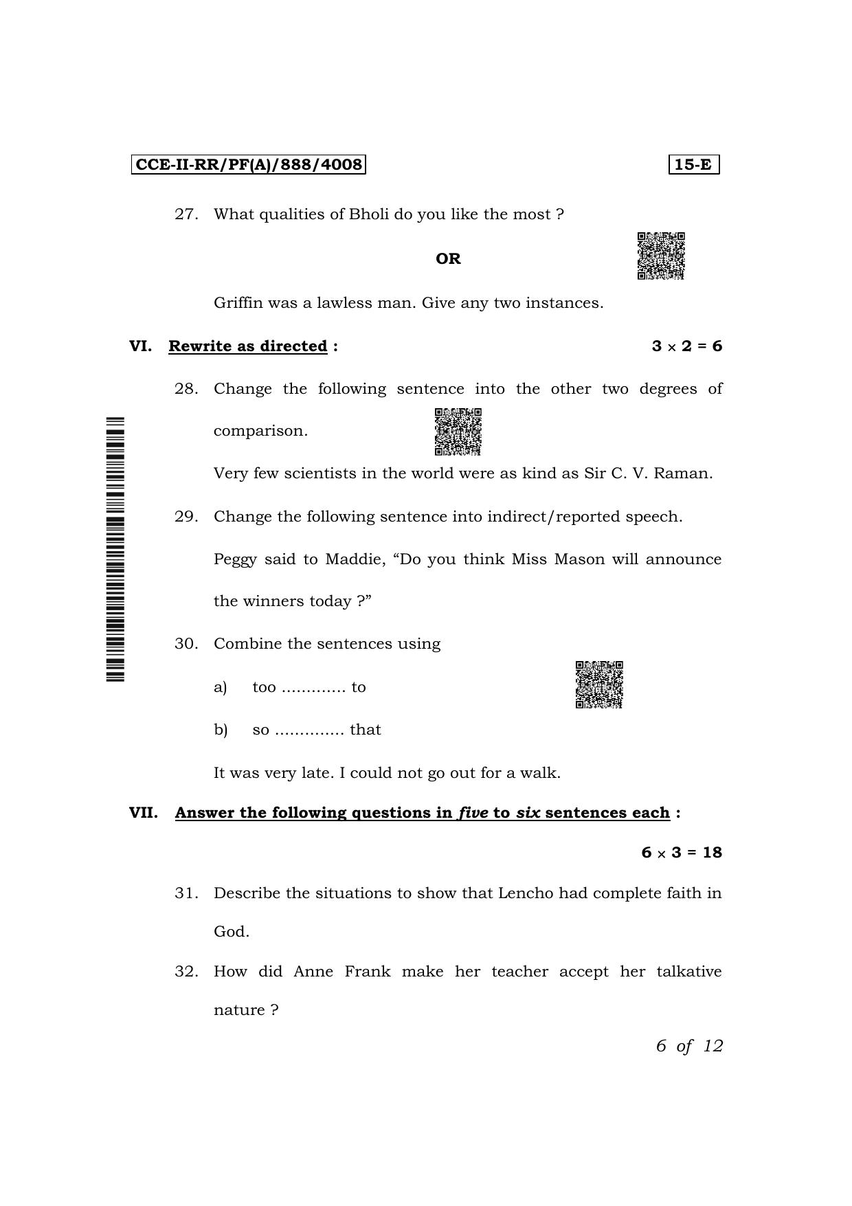 Karnataka SSLC First Language English (NCERT)-15E Exam 2 Question Paper 2024 (A Version) - Page 6