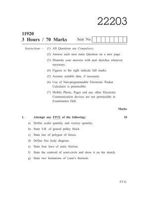 MSBTE Question Paper - 2019 - Applied Mechanic 