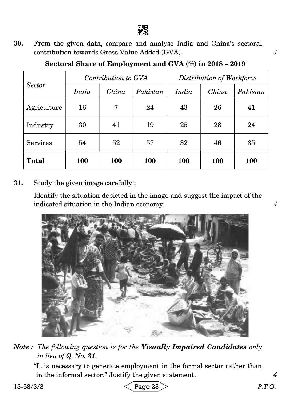 CBSE Class 12 58-3-3 Economics 2024 Question Paper - Page 23
