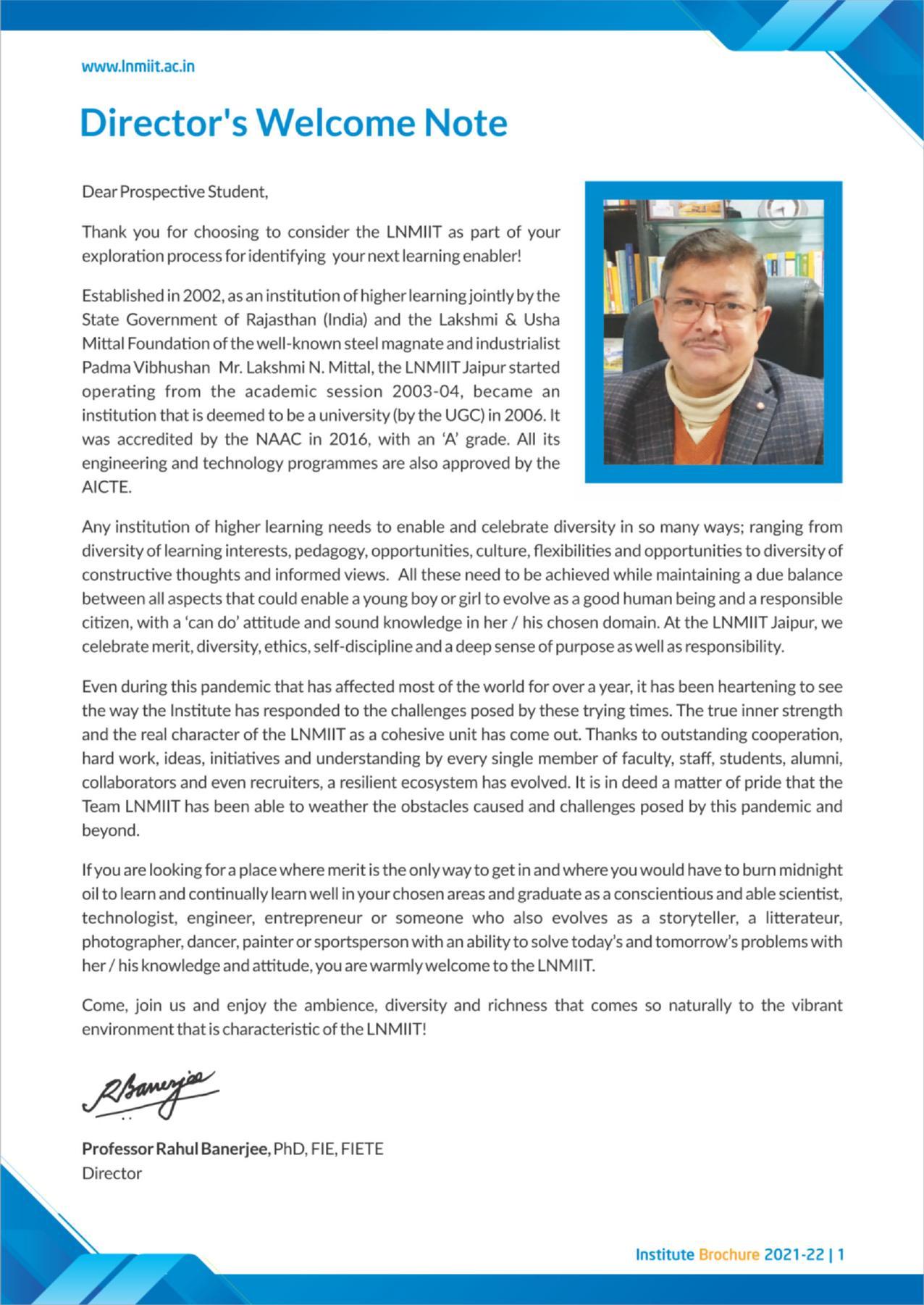 LNM Institute of Information Technology, Jaipur Brochure 2021-22 - Page 3