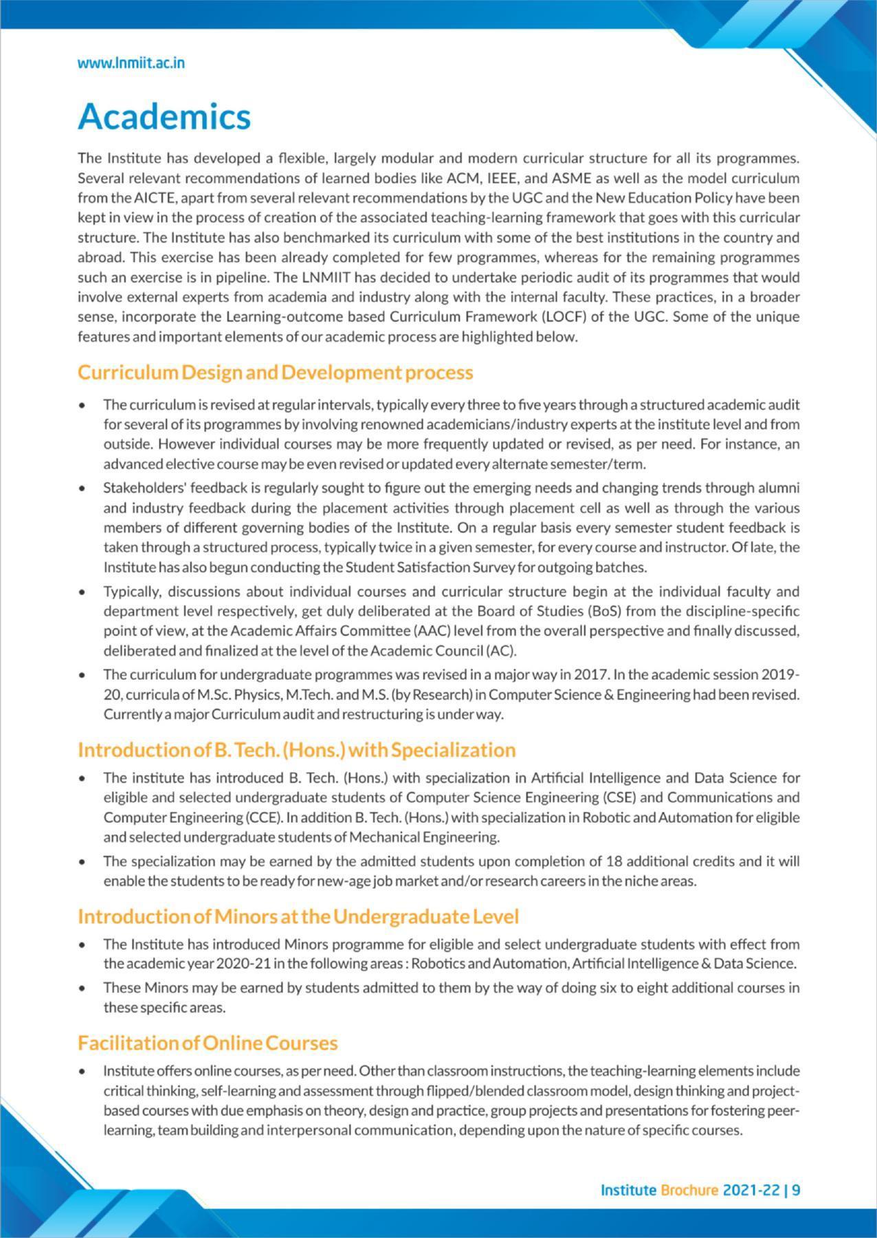 LNM Institute of Information Technology, Jaipur Brochure 2021-22 - Page 11