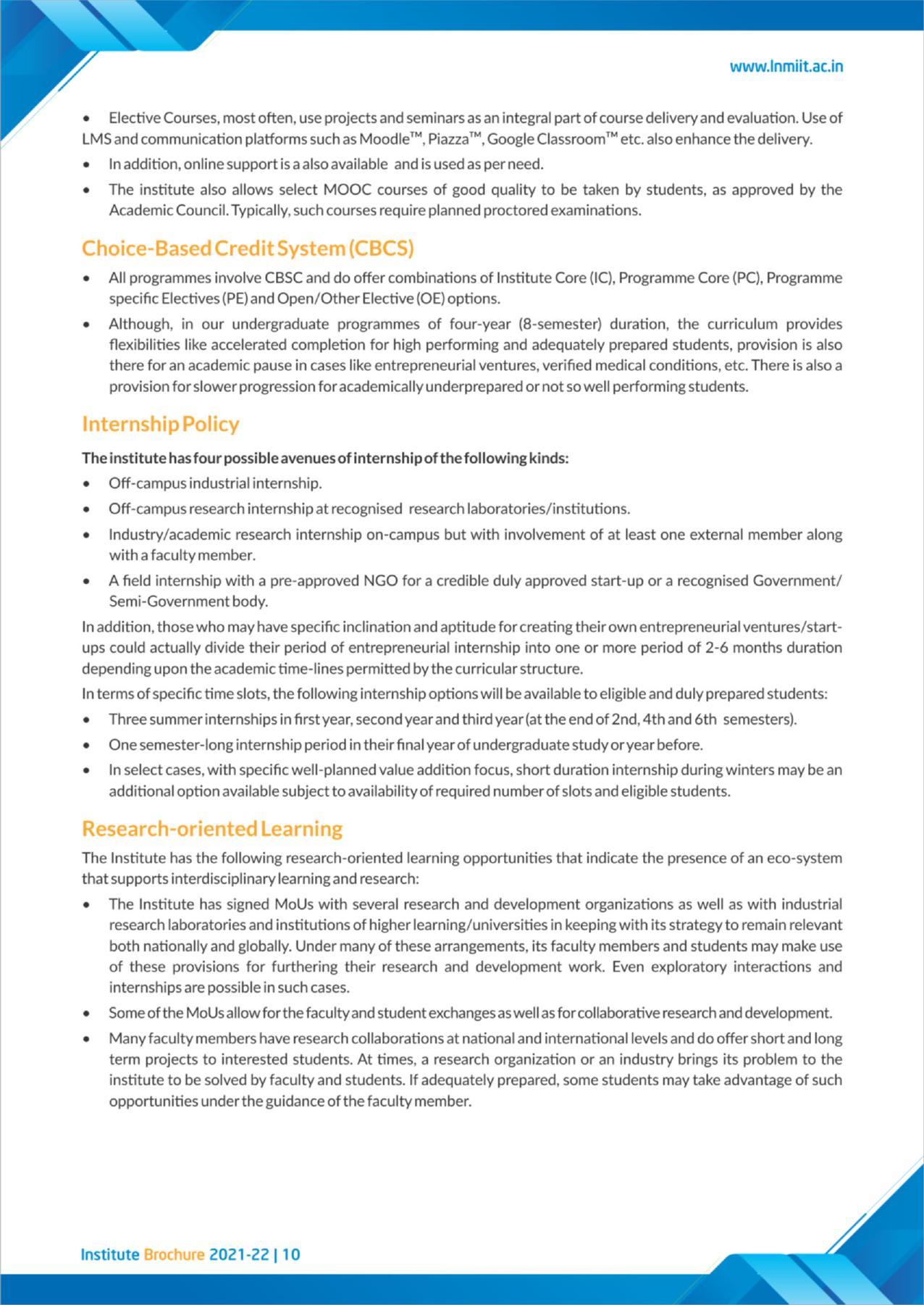 LNM Institute of Information Technology, Jaipur Brochure 2021-22 - Page 12