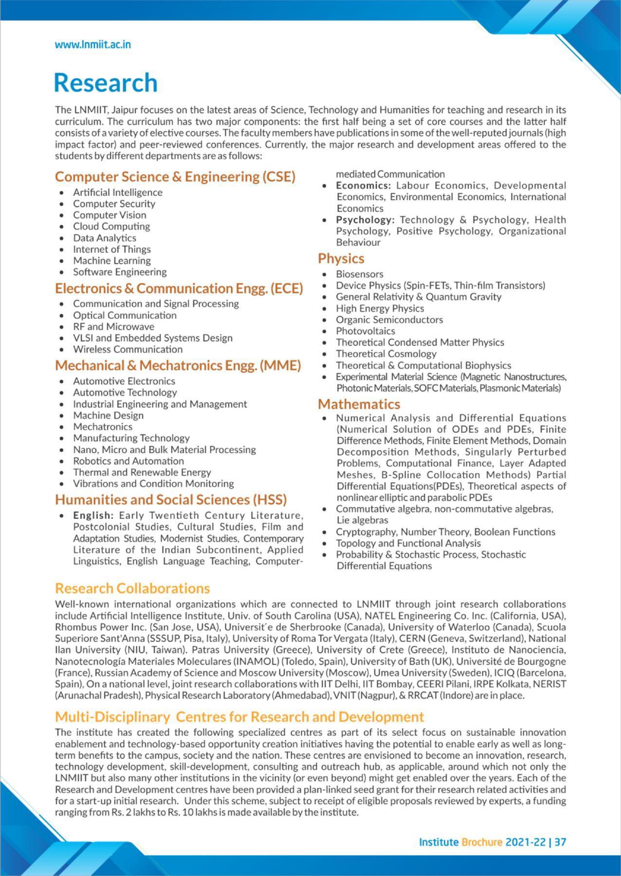 LNM Institute of Information Technology, Jaipur Brochure 2021-22 - Page 39