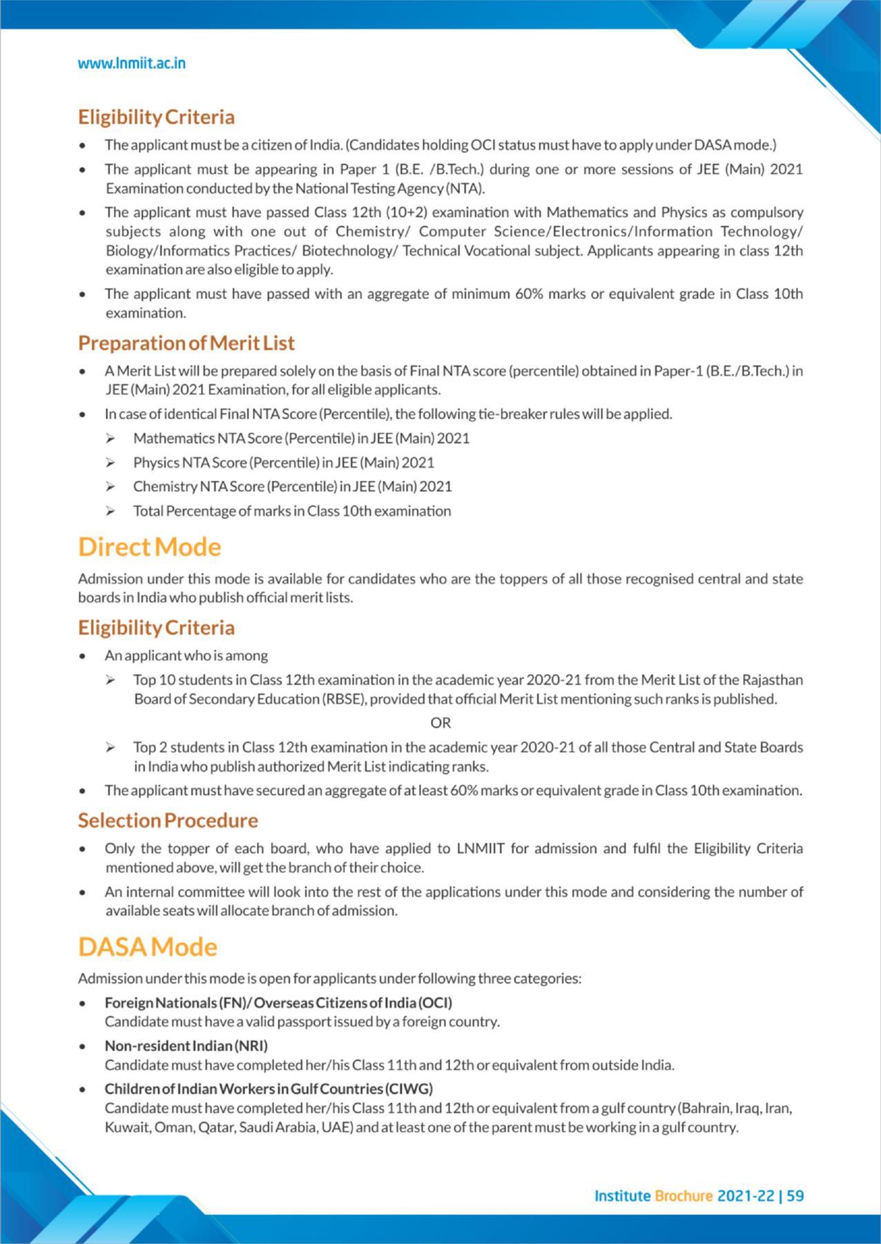 LNM Institute of Information Technology, Jaipur Brochure 2021-22 - Page 61