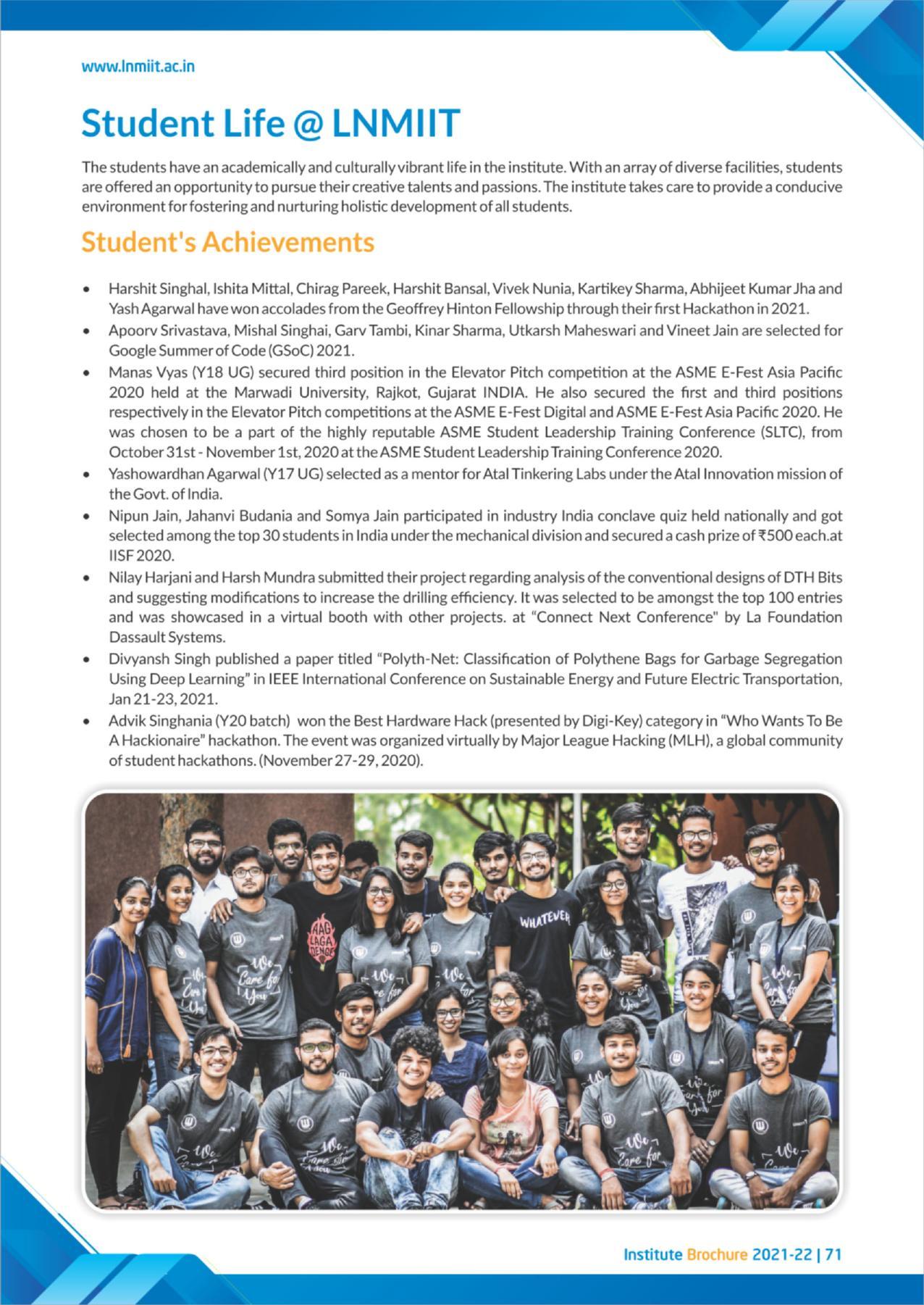 LNM Institute of Information Technology, Jaipur Brochure 2021-22 - Page 73