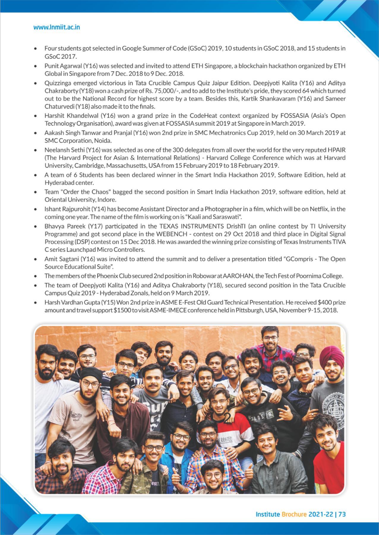 LNM Institute of Information Technology, Jaipur Brochure 2021-22 - Page 75