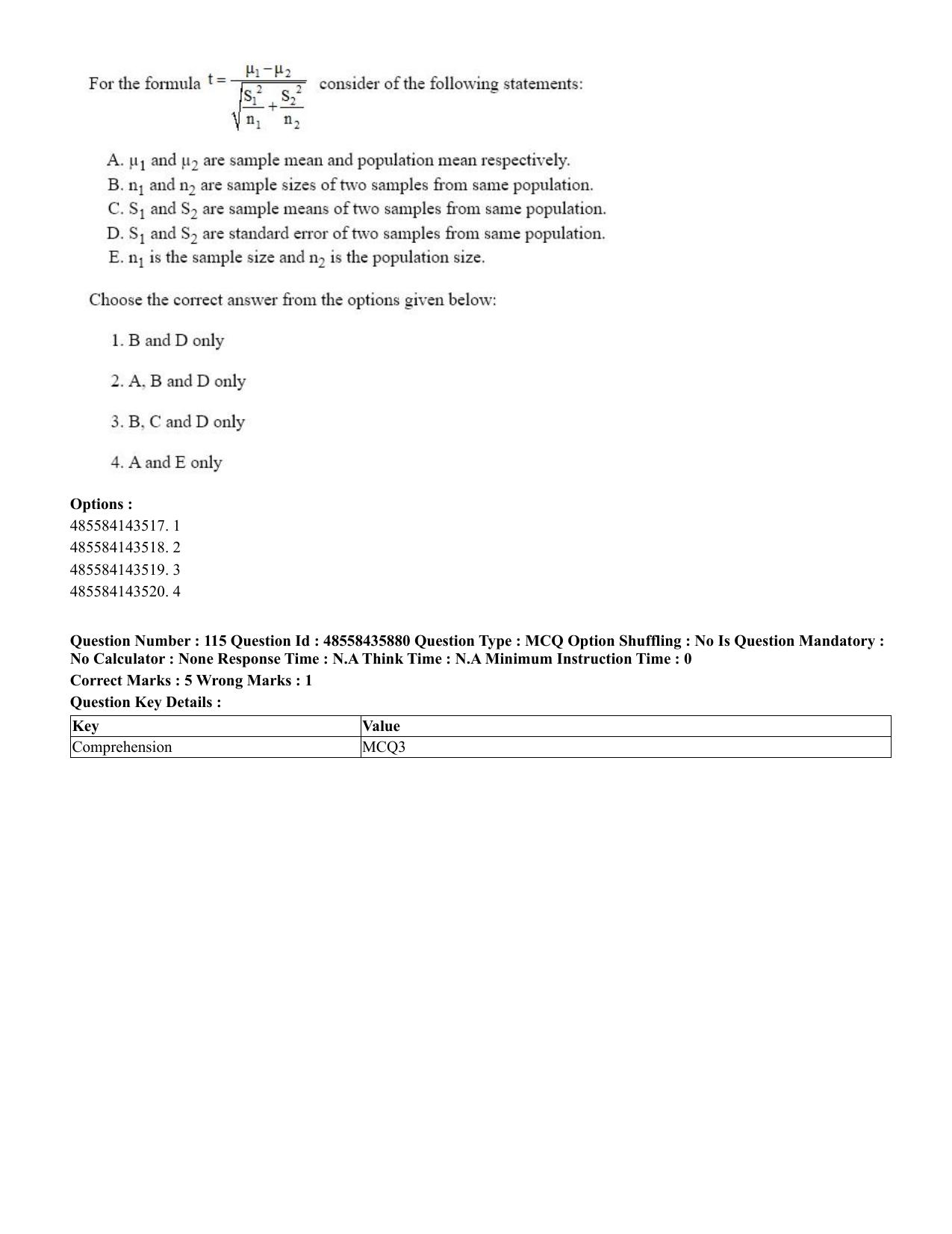 CUET 2023 Domestic Shift 3 Question Papers - 20 June 2023 - Page 127