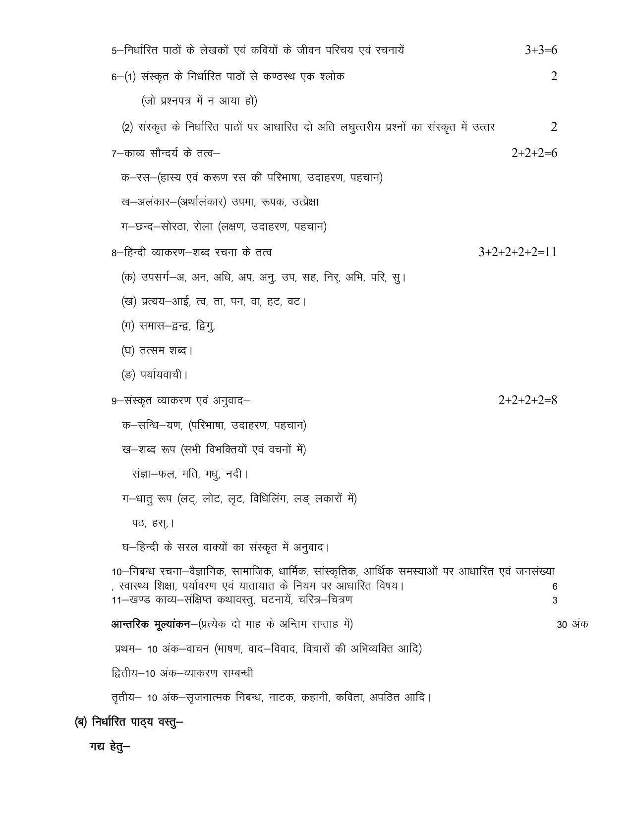 UP Board 10th Syllabus Hindi - Page 2