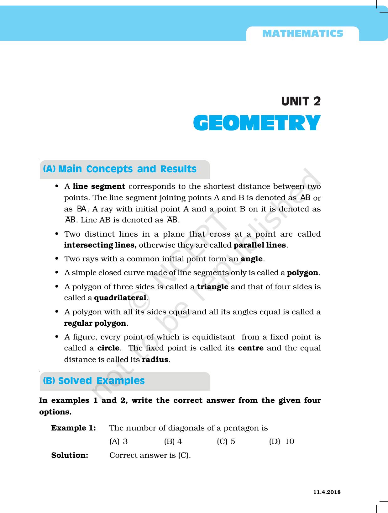 NCERT Exemplar Book for Class 6 Maths: Chapter 2-Geometry - Page 1