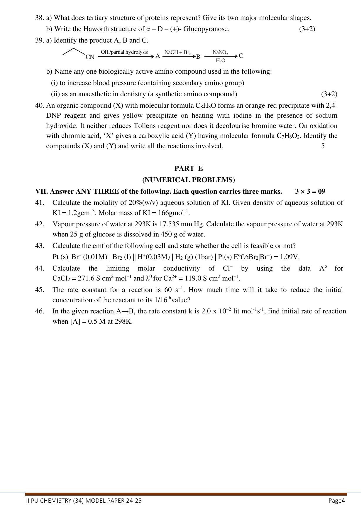 Karnataka II PUC Chemistry Model Question Paper III 2025 - Page 4