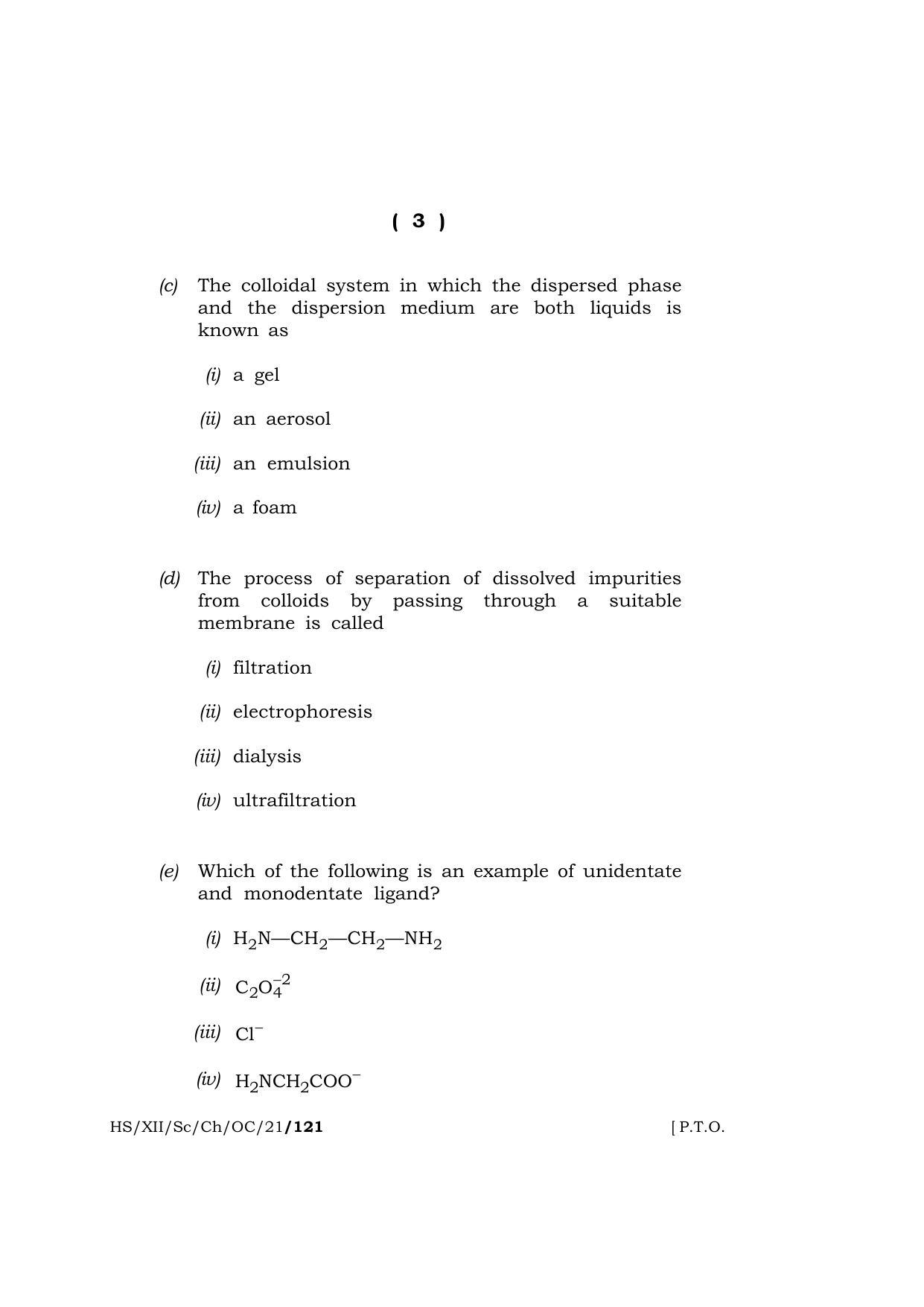 Meghalaya Board (MBOSE) Class 12 CHEMISTRY (Old Course) (HS-XII-Sc-Ch-OC-21) 2021 Question Paper - Page 3