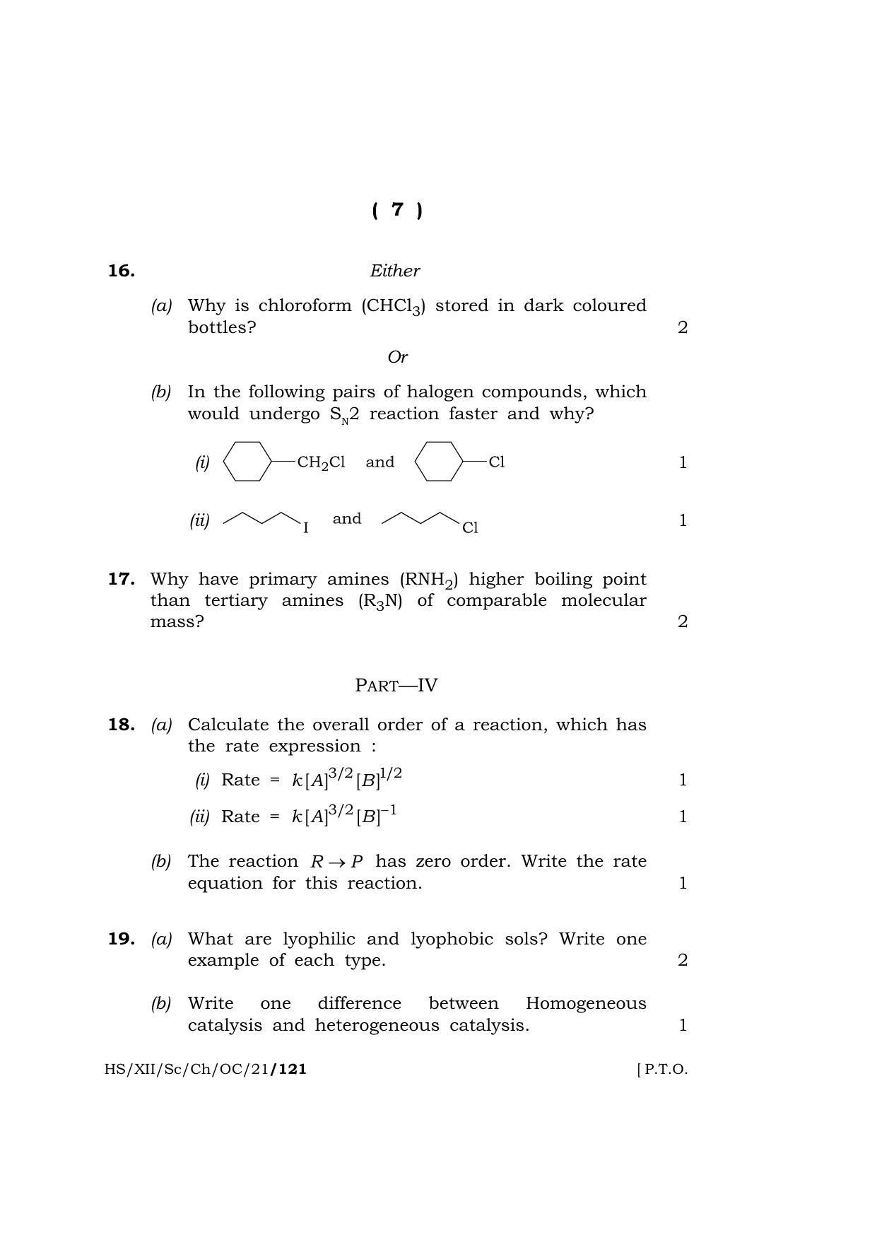 Meghalaya Board (MBOSE) Class 12 CHEMISTRY (Old Course) (HS-XII-Sc-Ch-OC-21) 2021 Question Paper - Page 7