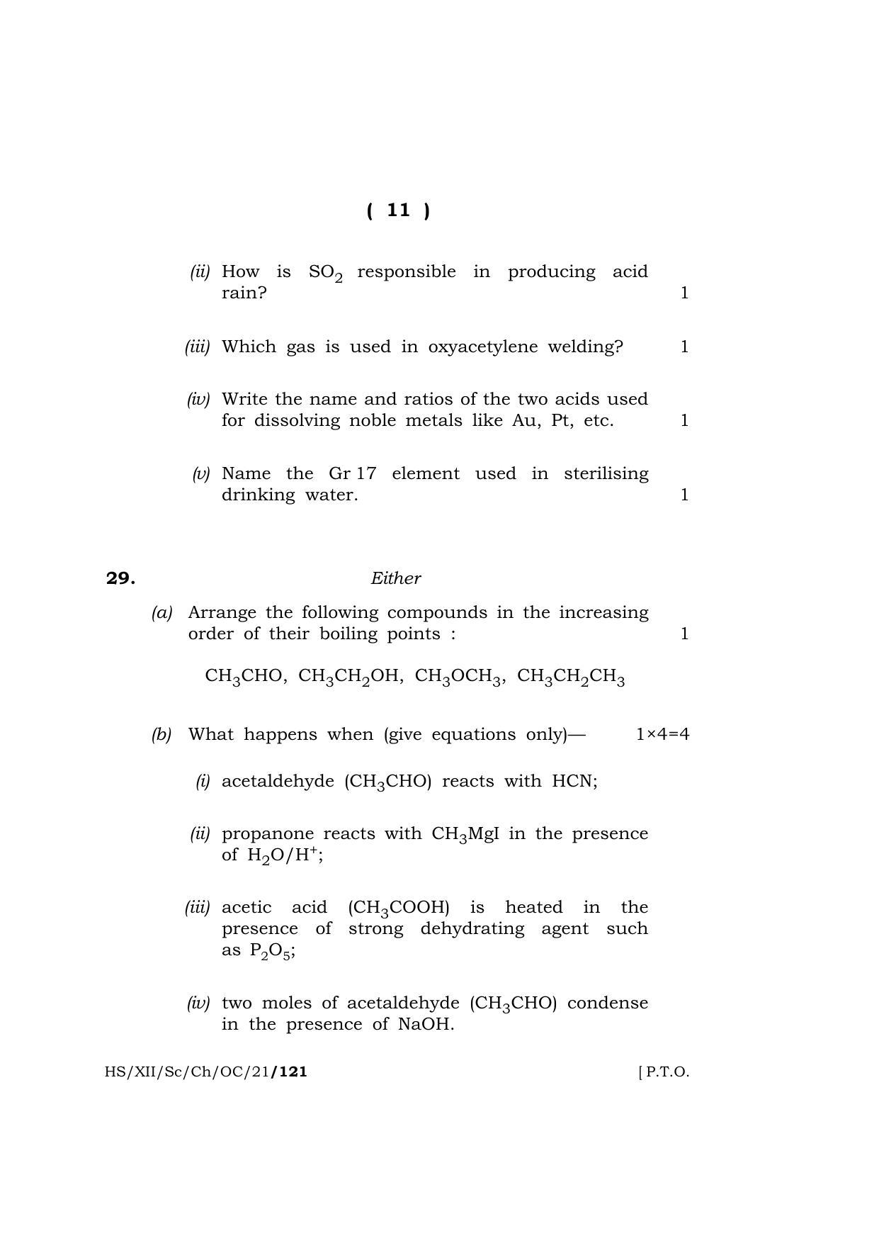 Meghalaya Board (MBOSE) Class 12 CHEMISTRY (Old Course) (HS-XII-Sc-Ch-OC-21) 2021 Question Paper - Page 11