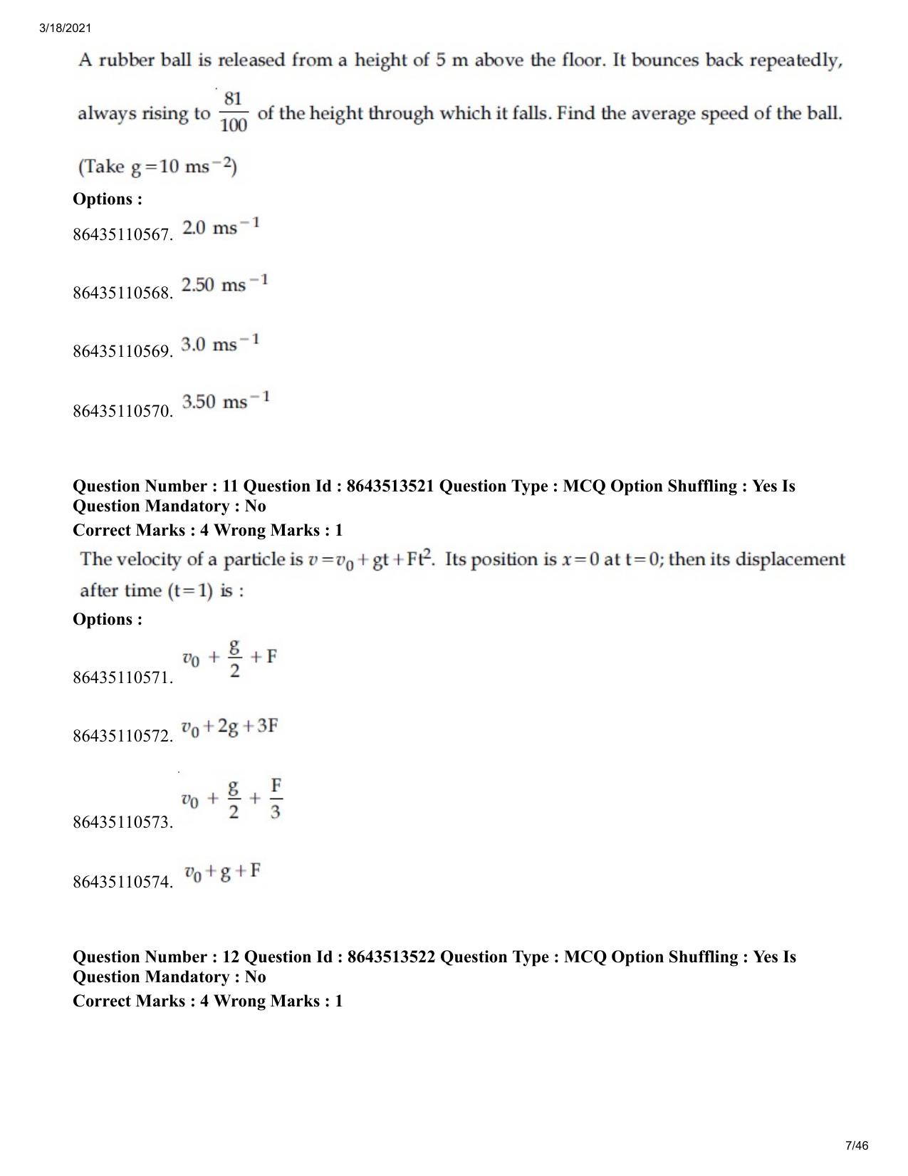 JEE Mains 2021: BTech (Shift 2) 17-03-2021 Question Paper - Page 7