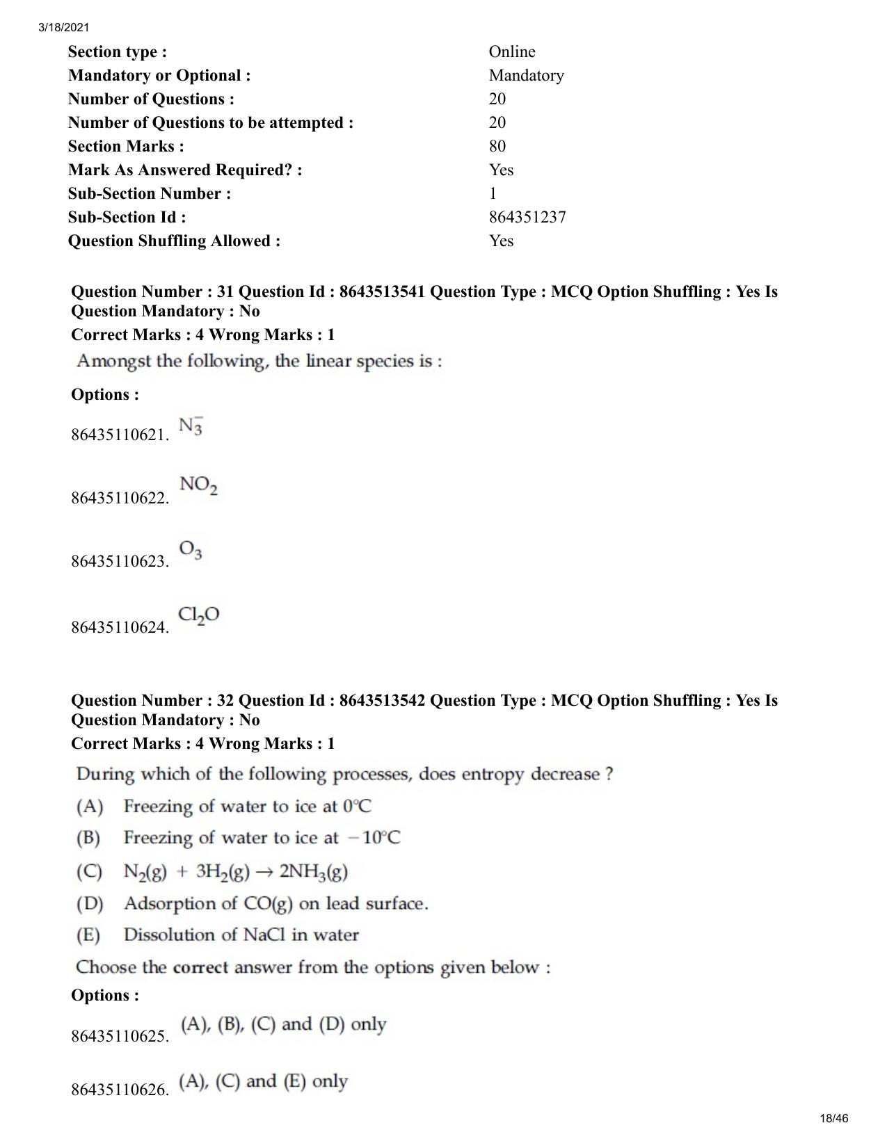 JEE Mains 2021: BTech (Shift 2) 17-03-2021 Question Paper - Page 18