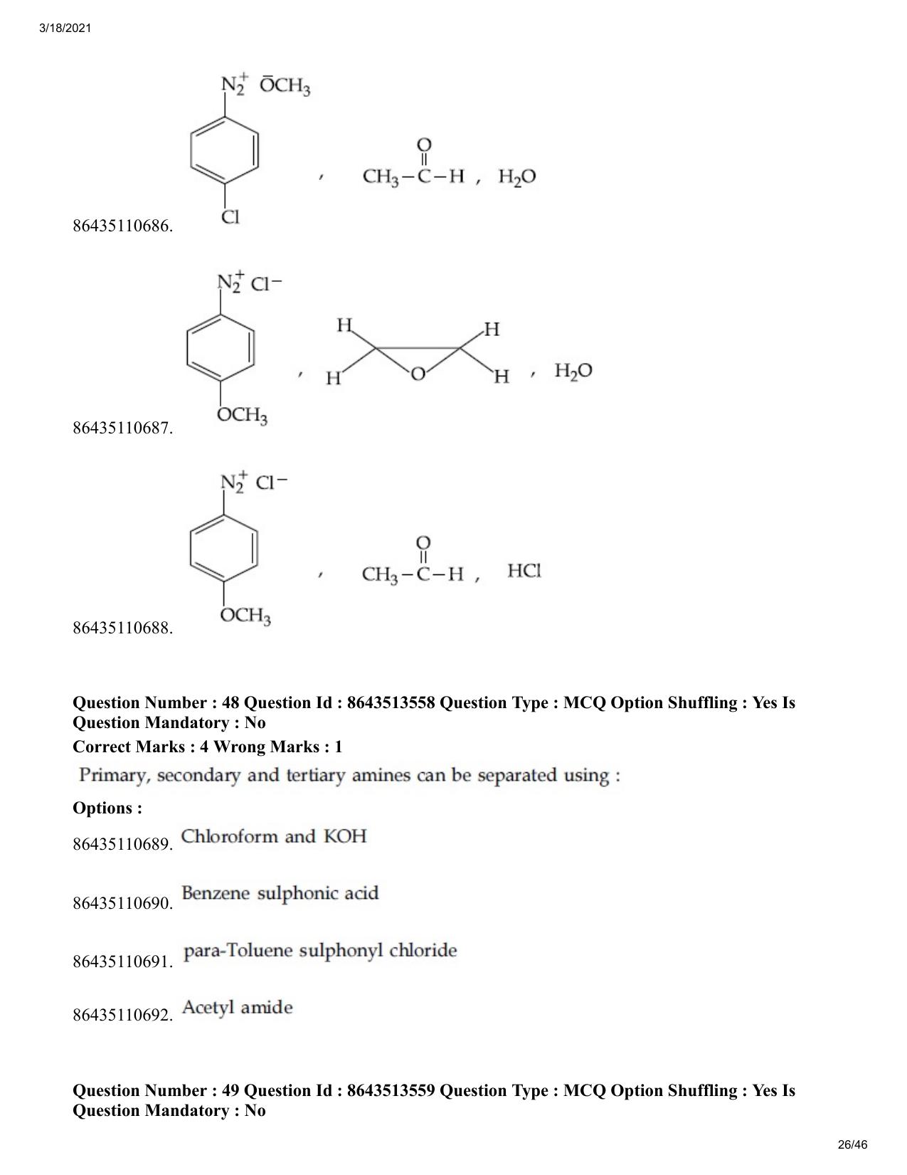 JEE Mains 2021: BTech (Shift 2) 17-03-2021 Question Paper - Page 26