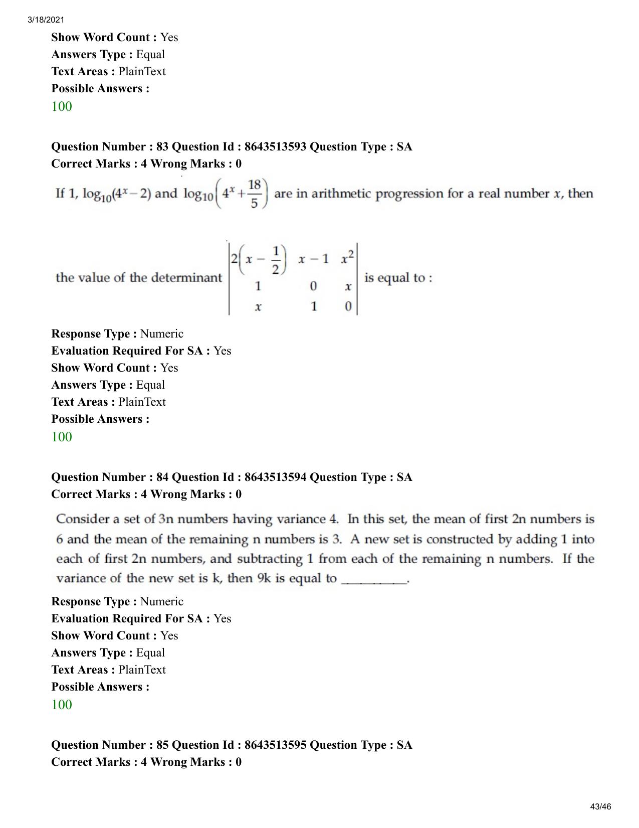 JEE Mains 2021: BTech (Shift 2) 17-03-2021 Question Paper - Page 43