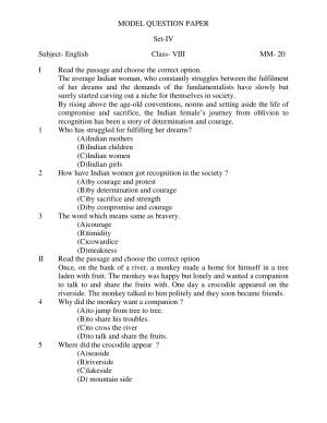 JAC Board Class 8th 2019 ENGLISH SET-4 Model Paper
