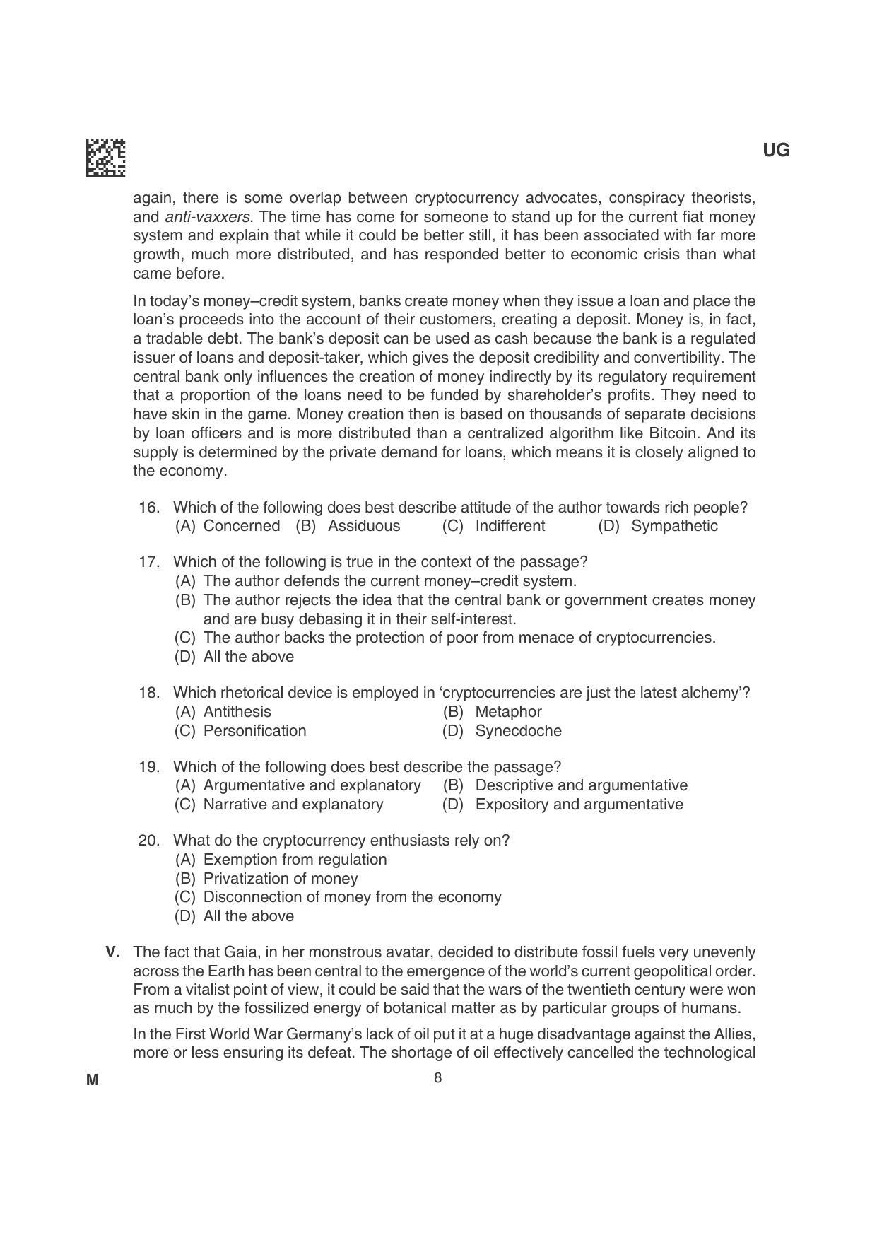 CLAT 2022 UG Question Papers - Page 8