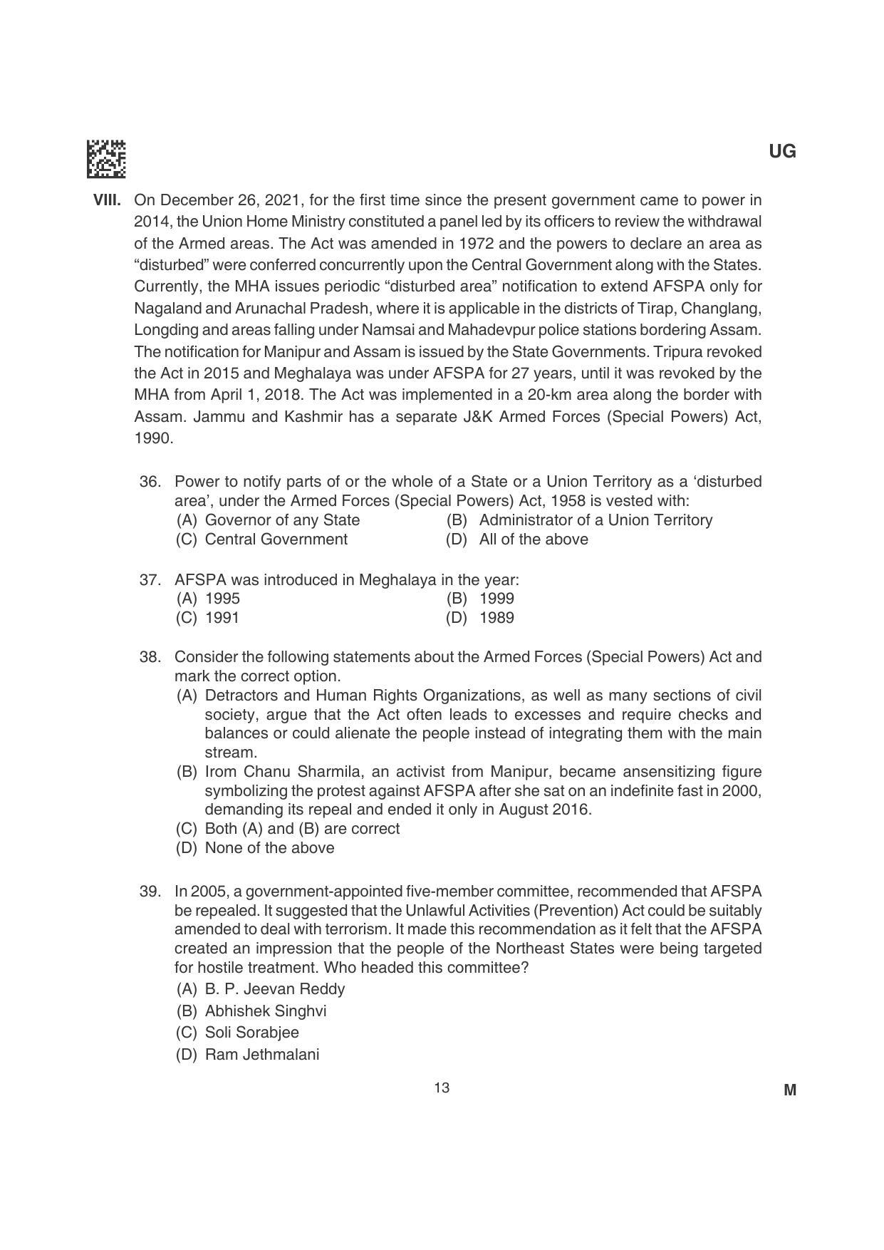 CLAT 2022 UG Question Papers - Page 13