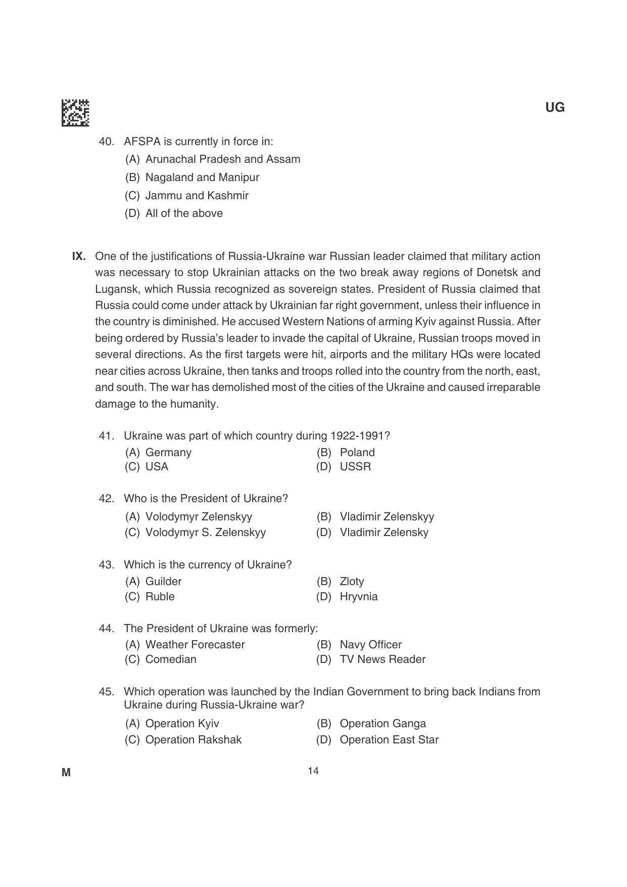 CLAT 2022 UG Question Papers - Page 14